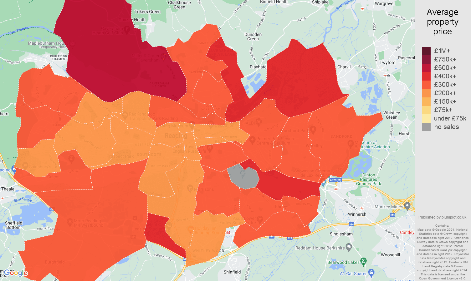 Reading house prices map