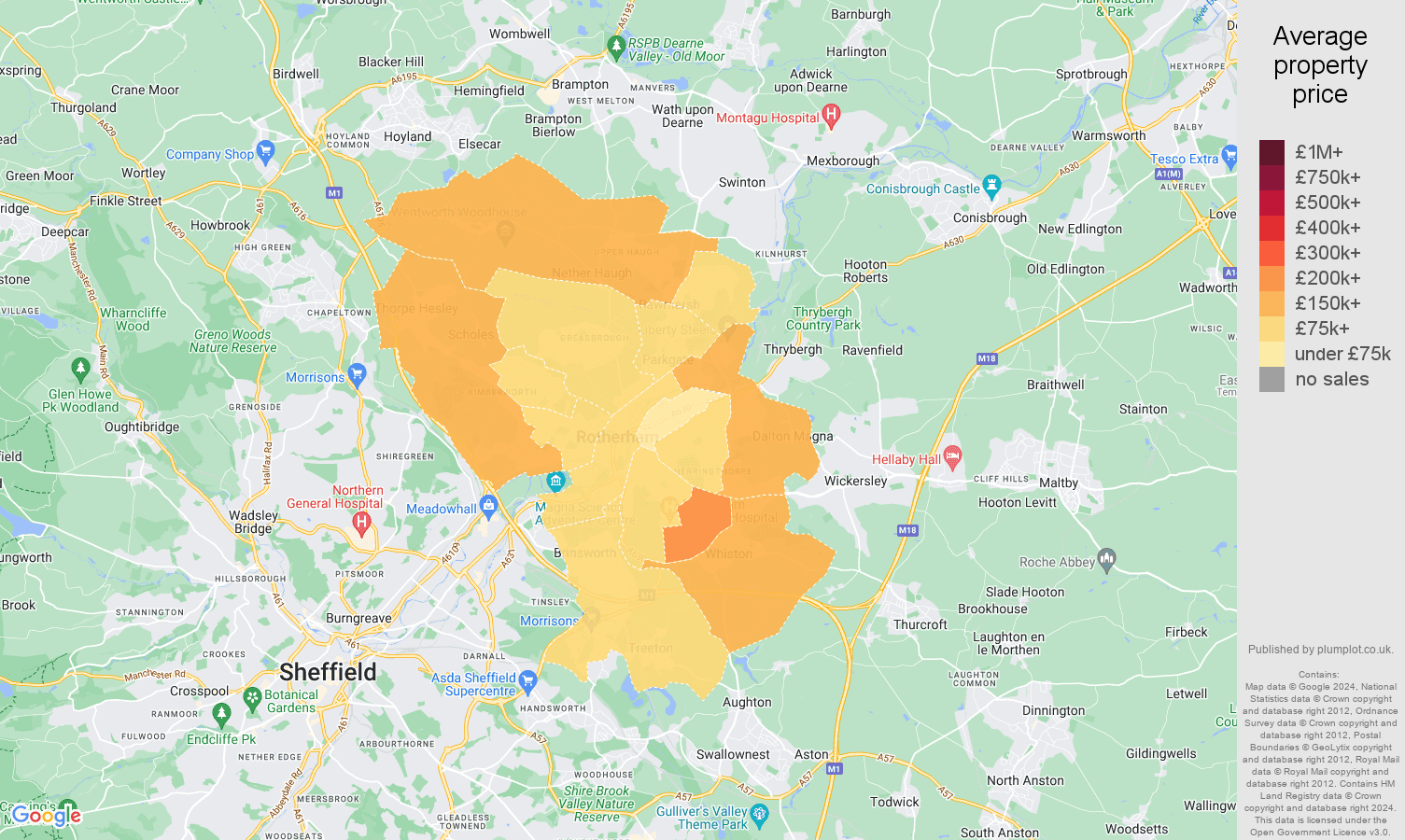 Rotherham house prices map