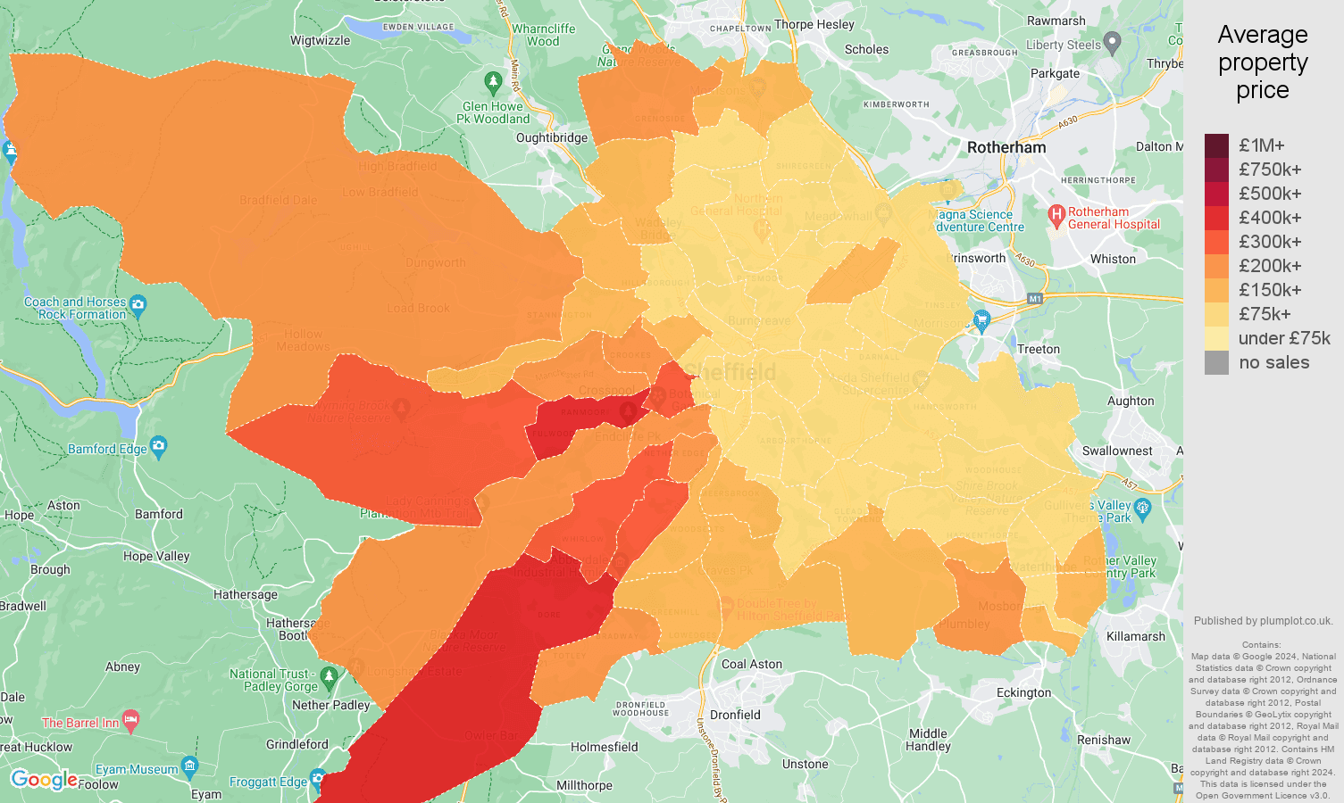 Sheffield house prices map