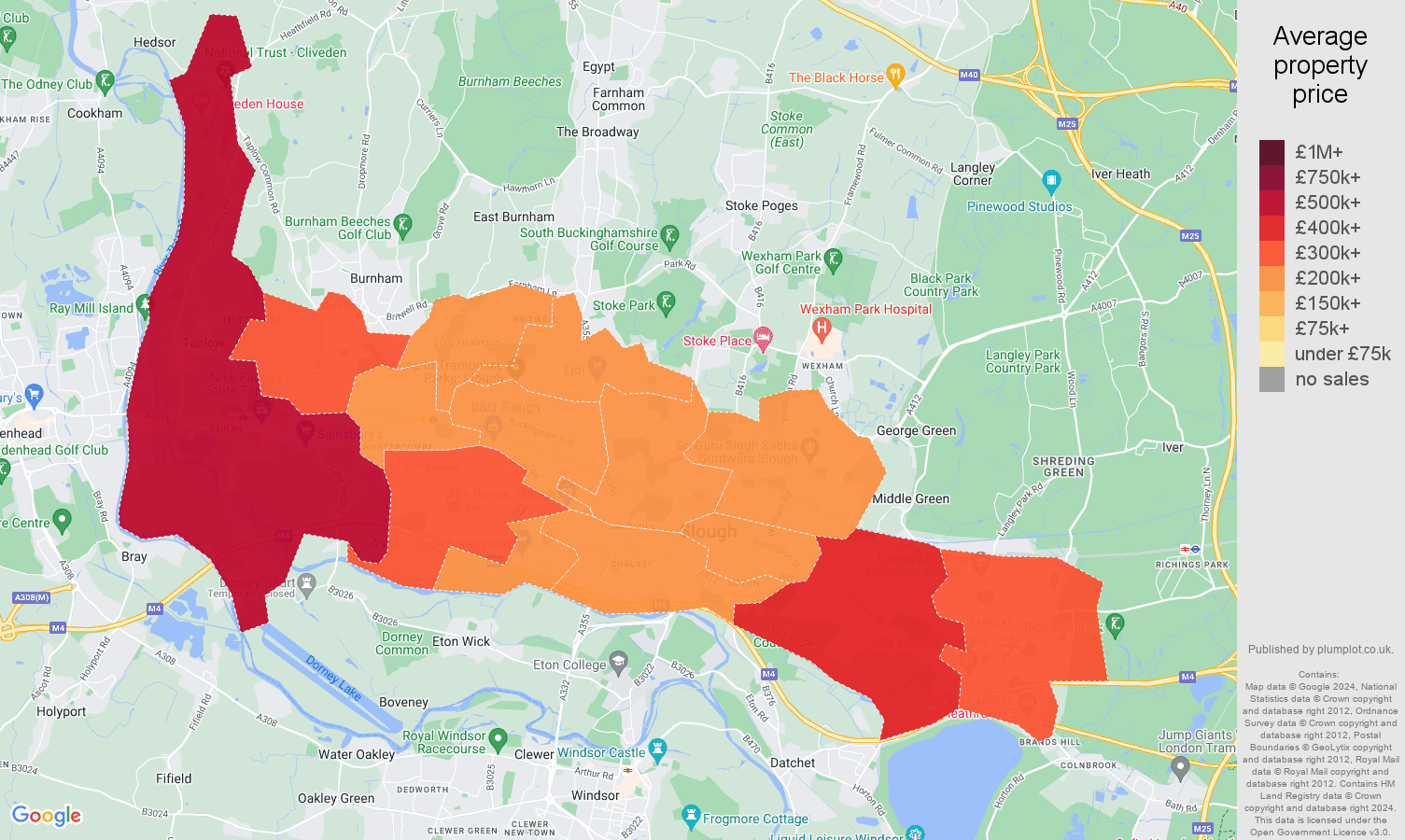 Slough house prices map