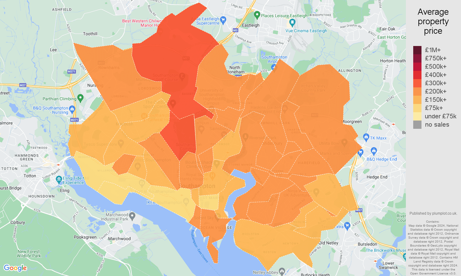 Southampton house prices map