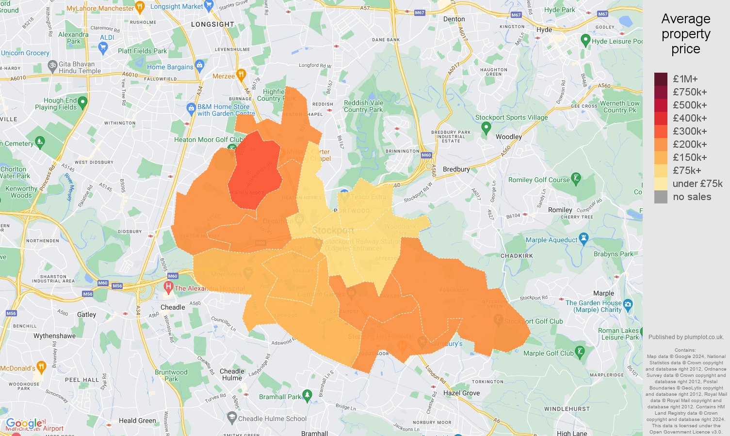 Stockport house prices map