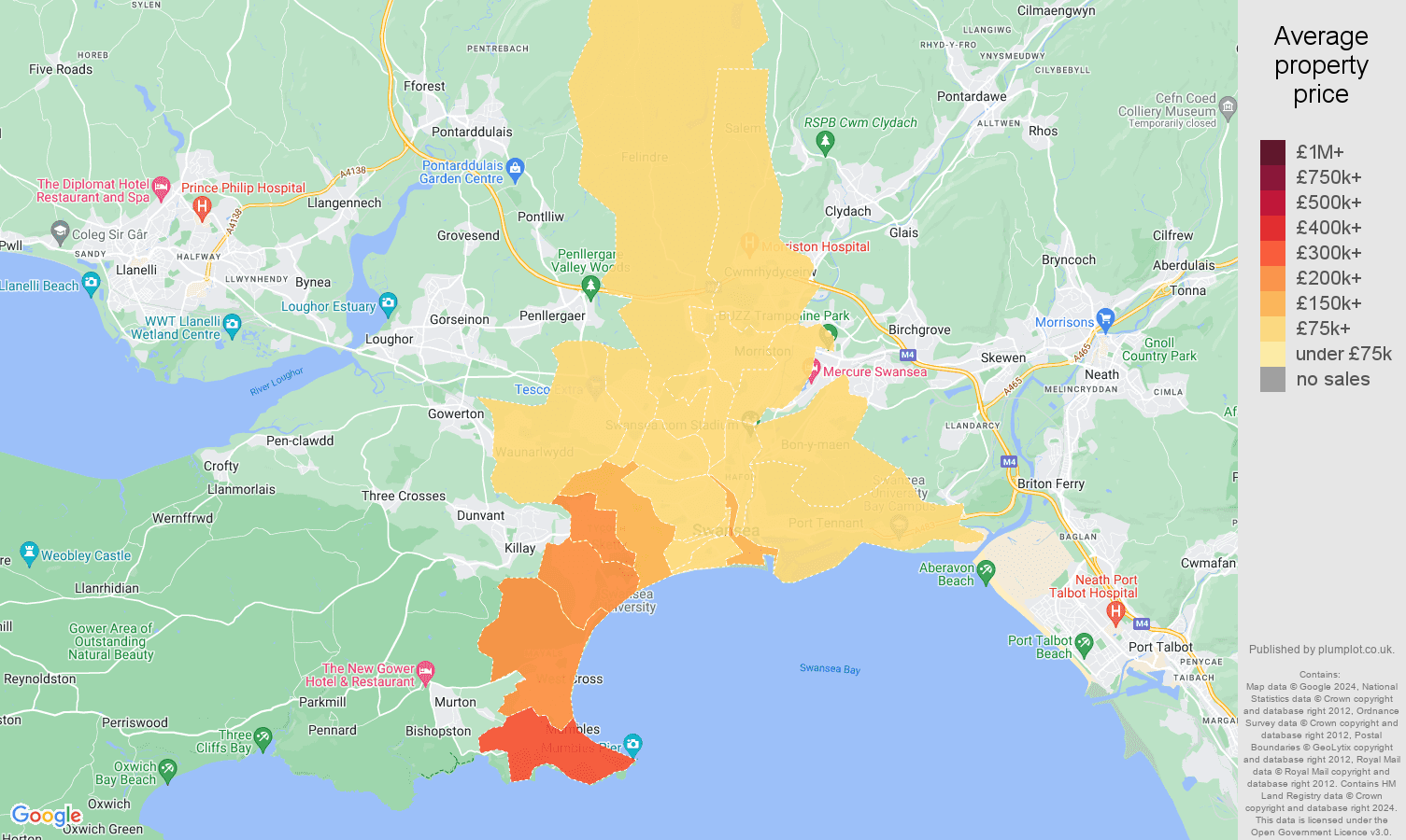 Swansea house prices map