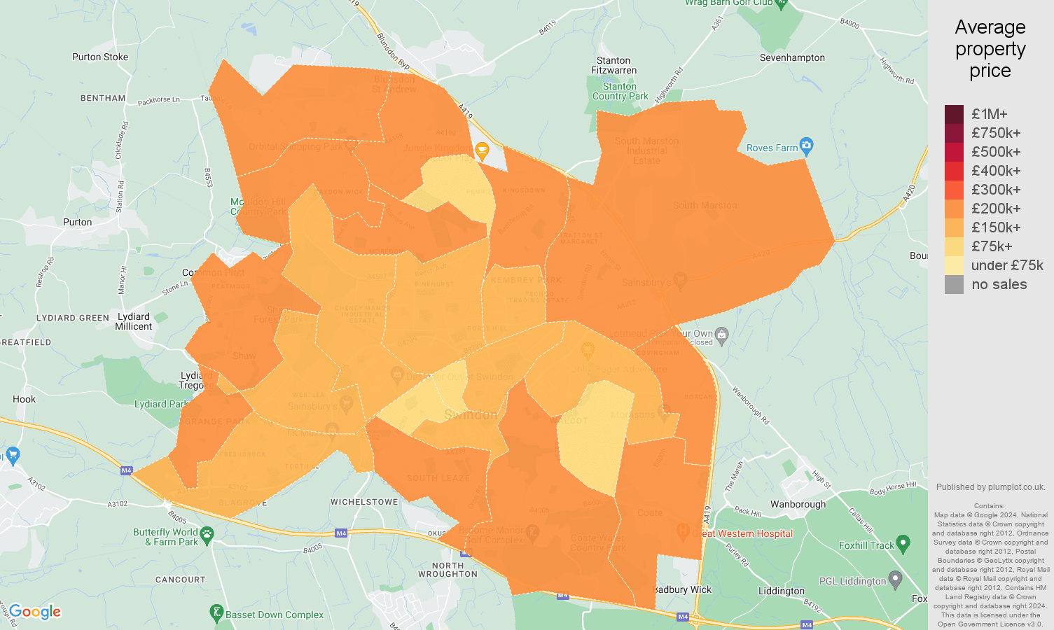 Swindon house prices map