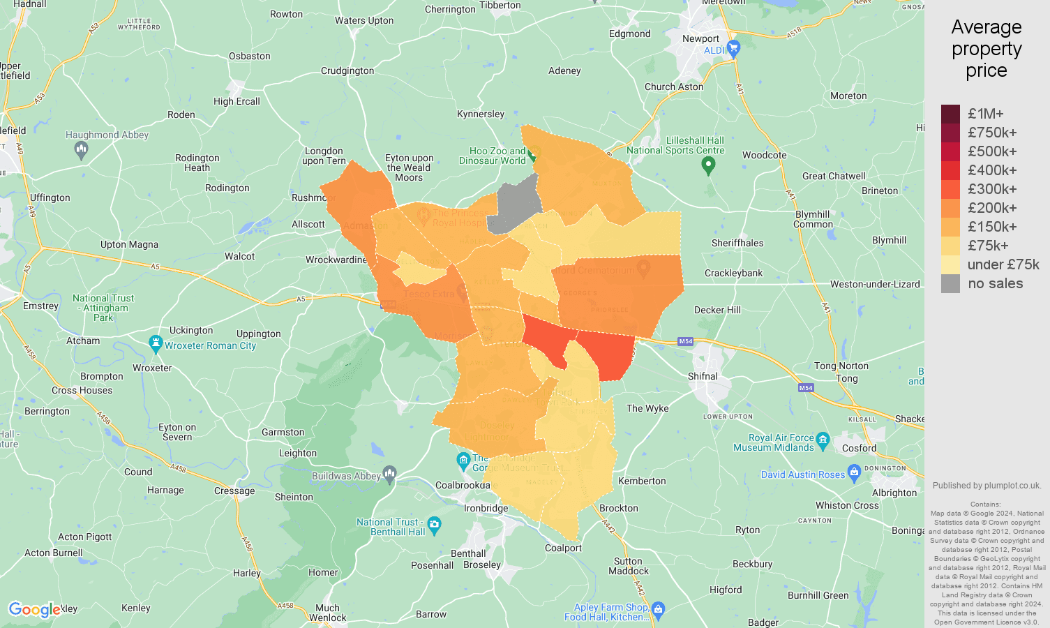 Telford house prices map