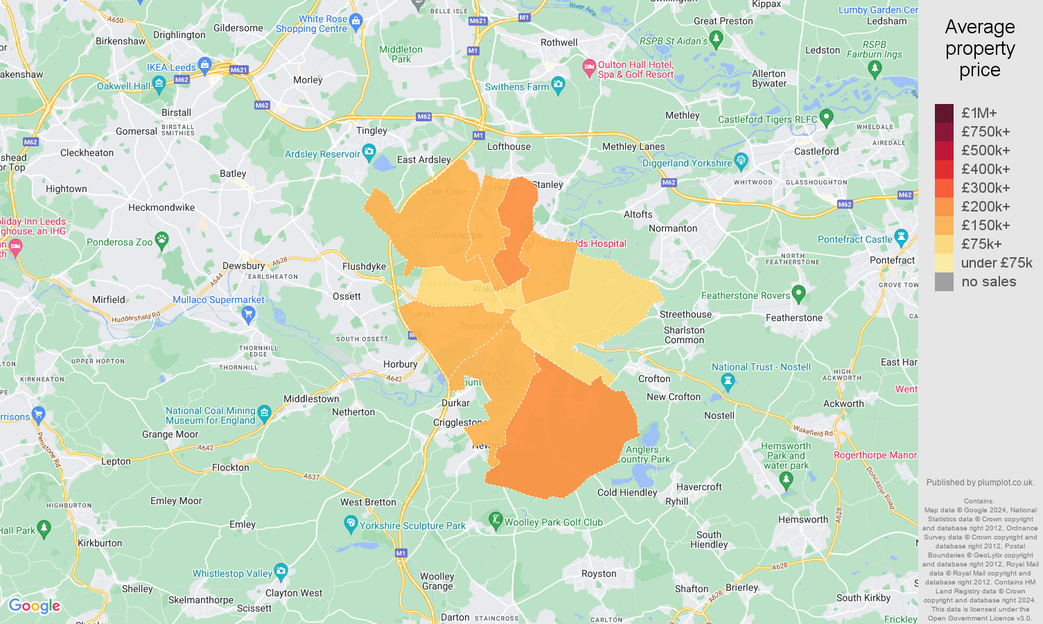 Wakefield house prices map