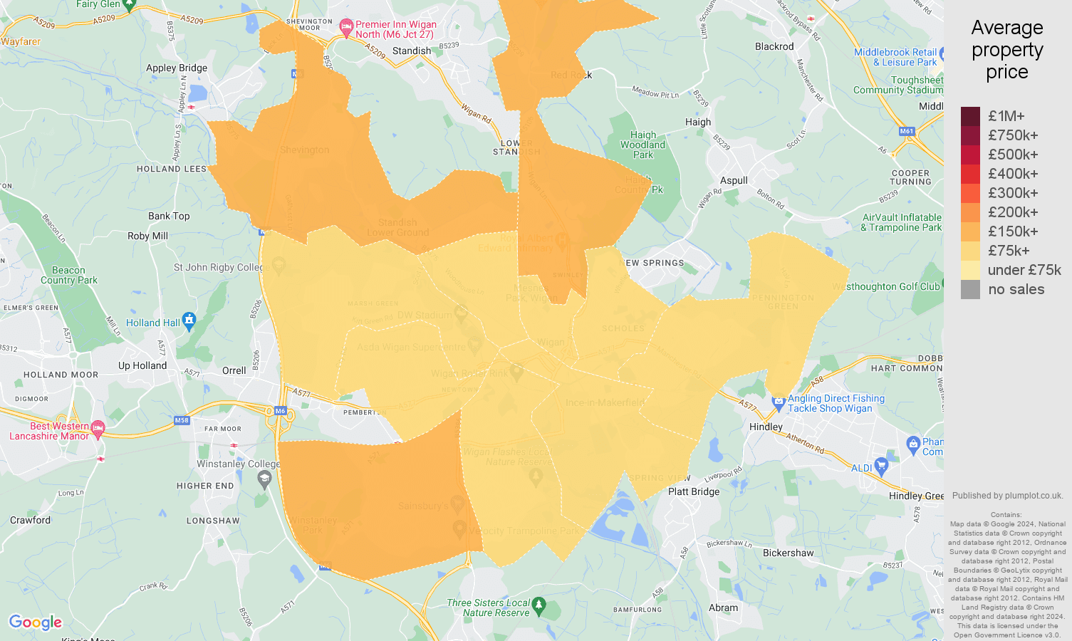 Wigan house prices map