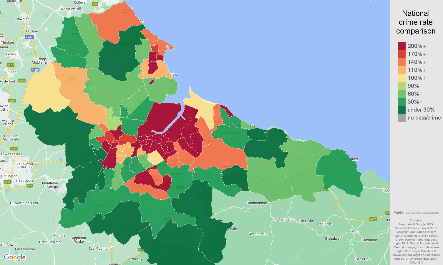 Cleveland drugs crime rate comparison map