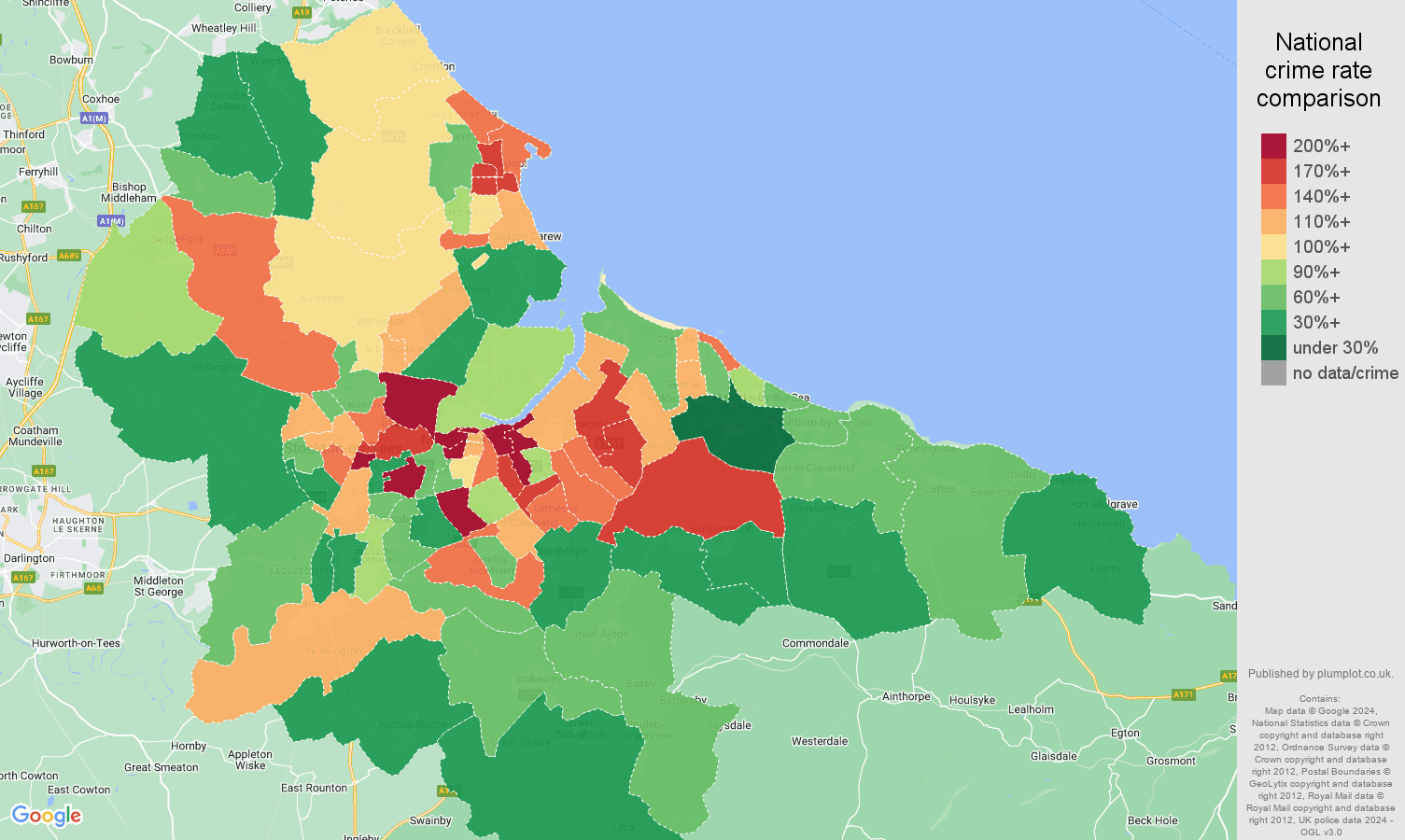 Cleveland other theft crime rate comparison map