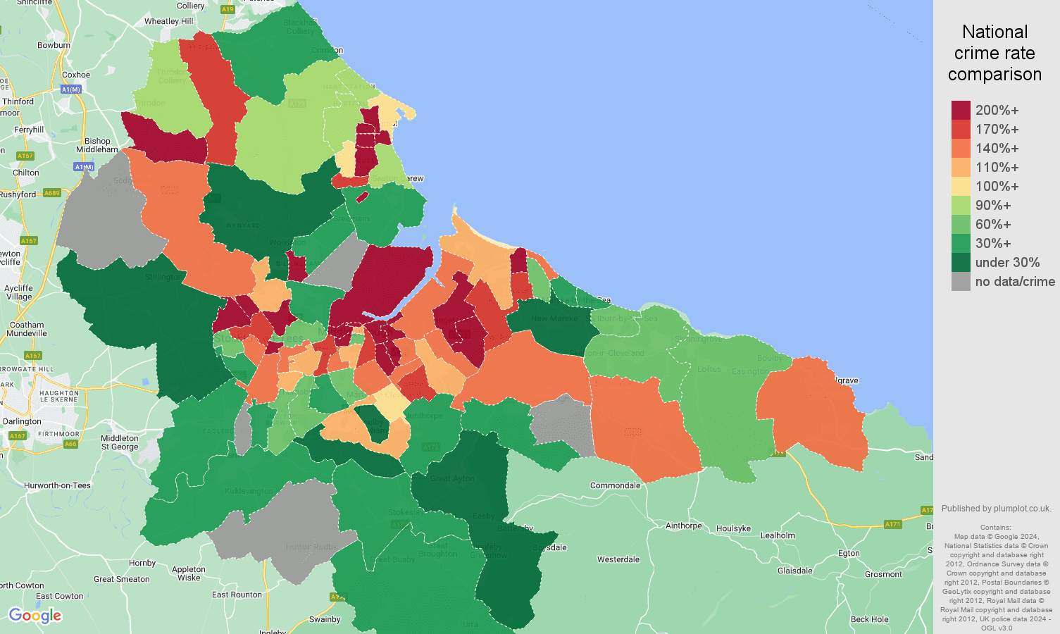 Cleveland possession of weapons crime rate comparison map