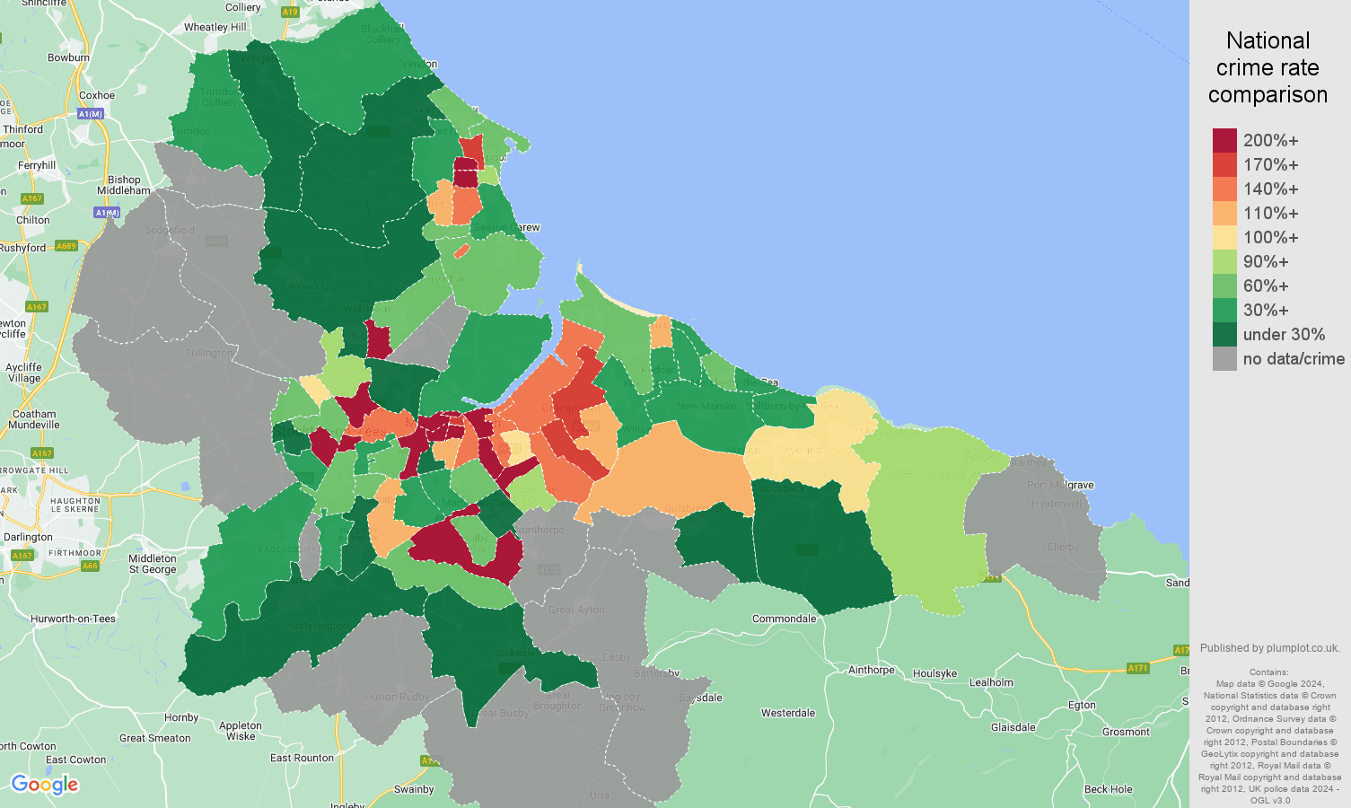Cleveland robbery crime rate comparison map