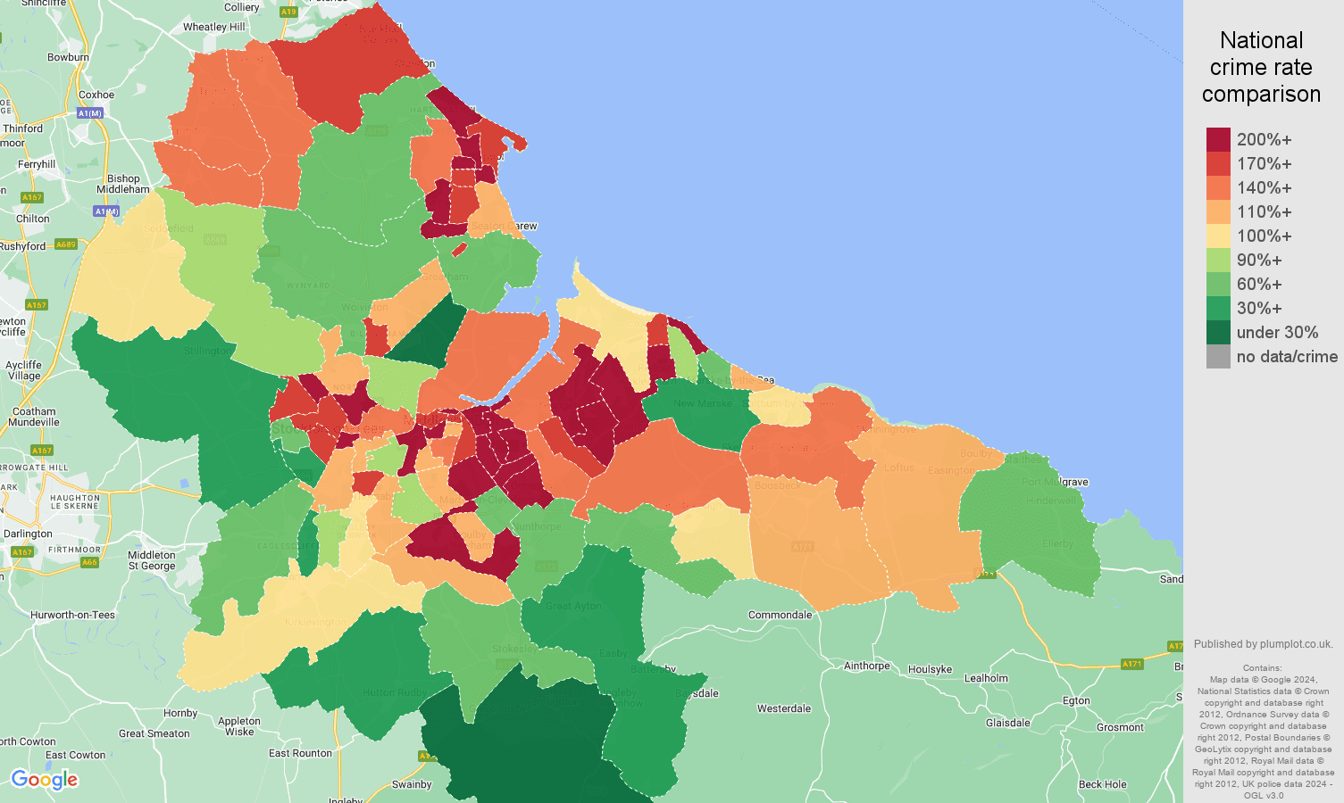 Cleveland violent crime rate comparison map