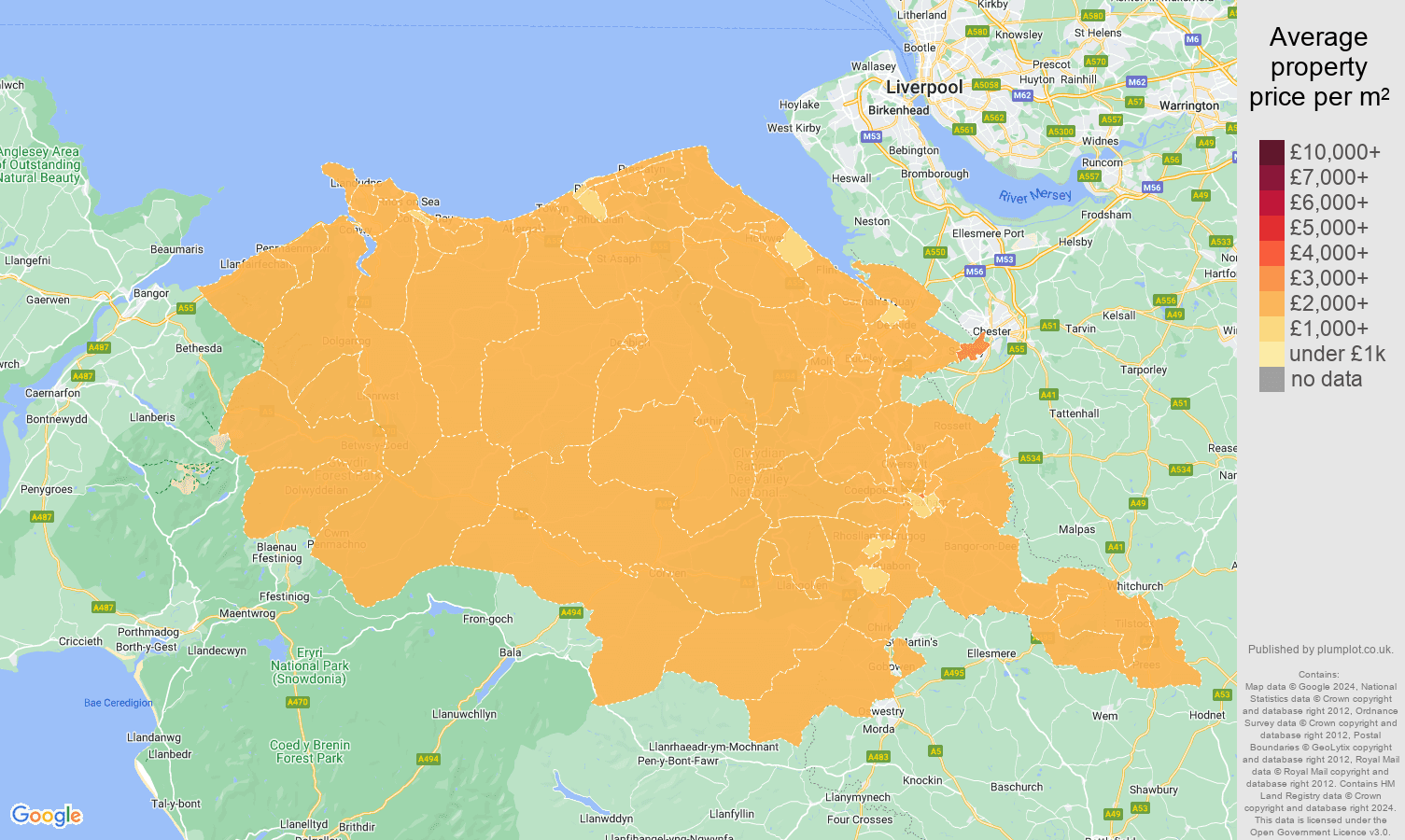 Clwyd House Prices Per Square Metre In Maps And Graphs