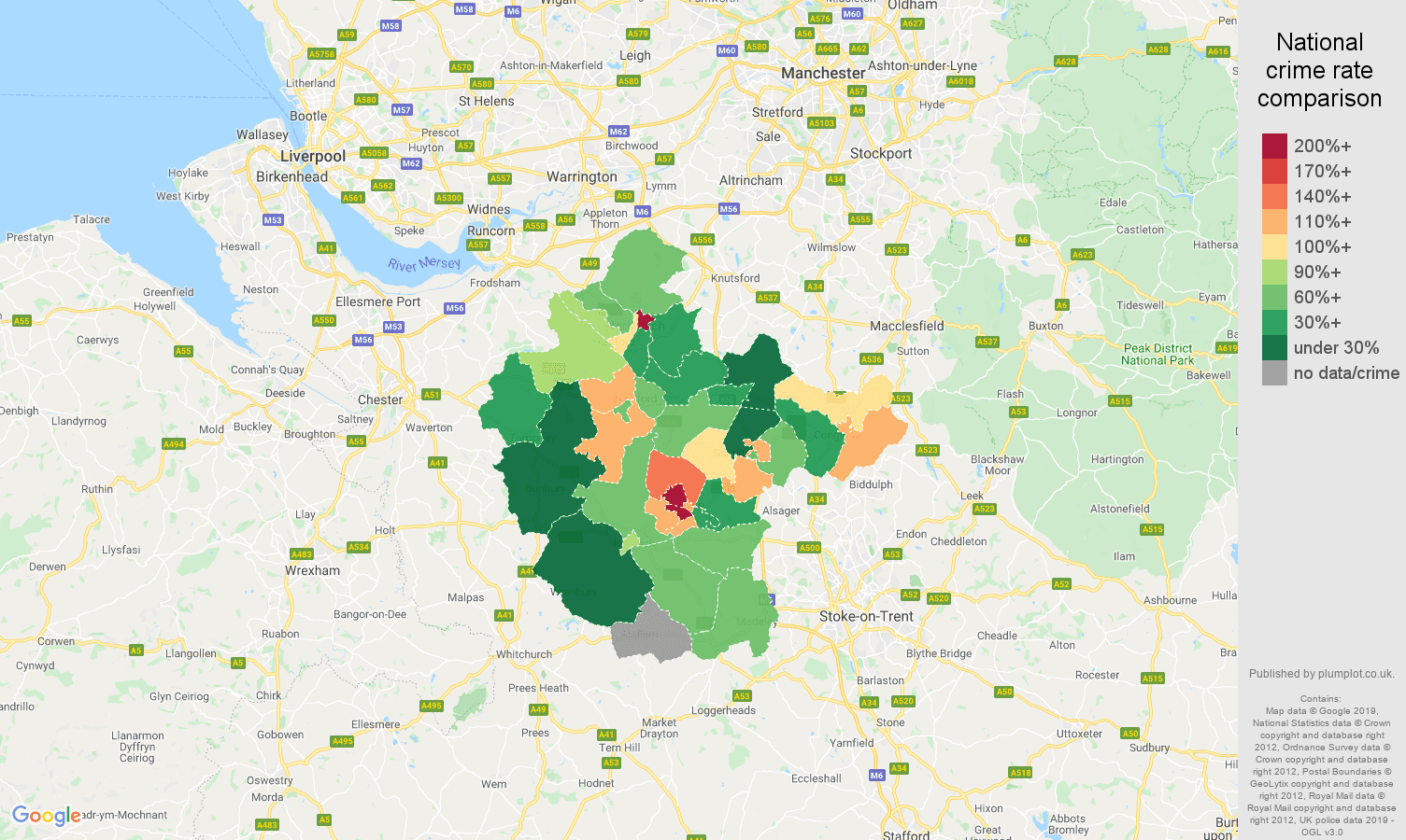 Crewe other crime rate comparison map