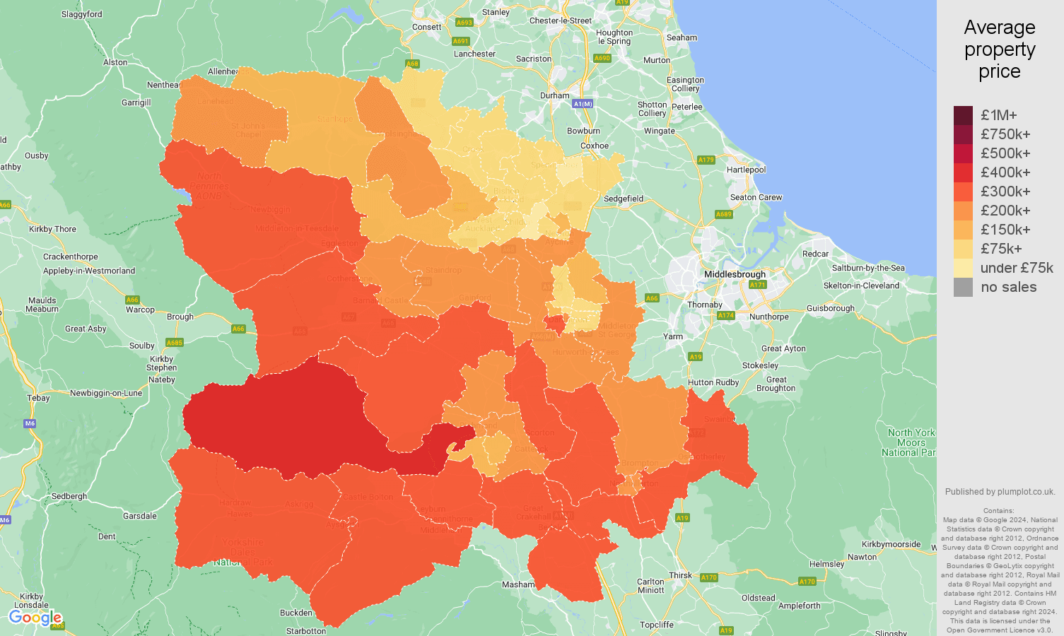 Darlington house prices map