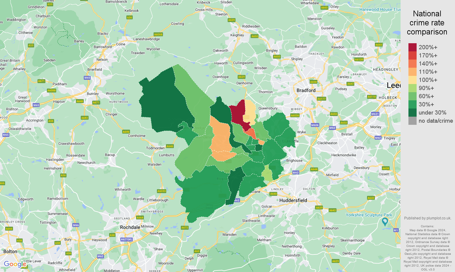 Halifax antisocial behaviour crime rate comparison map