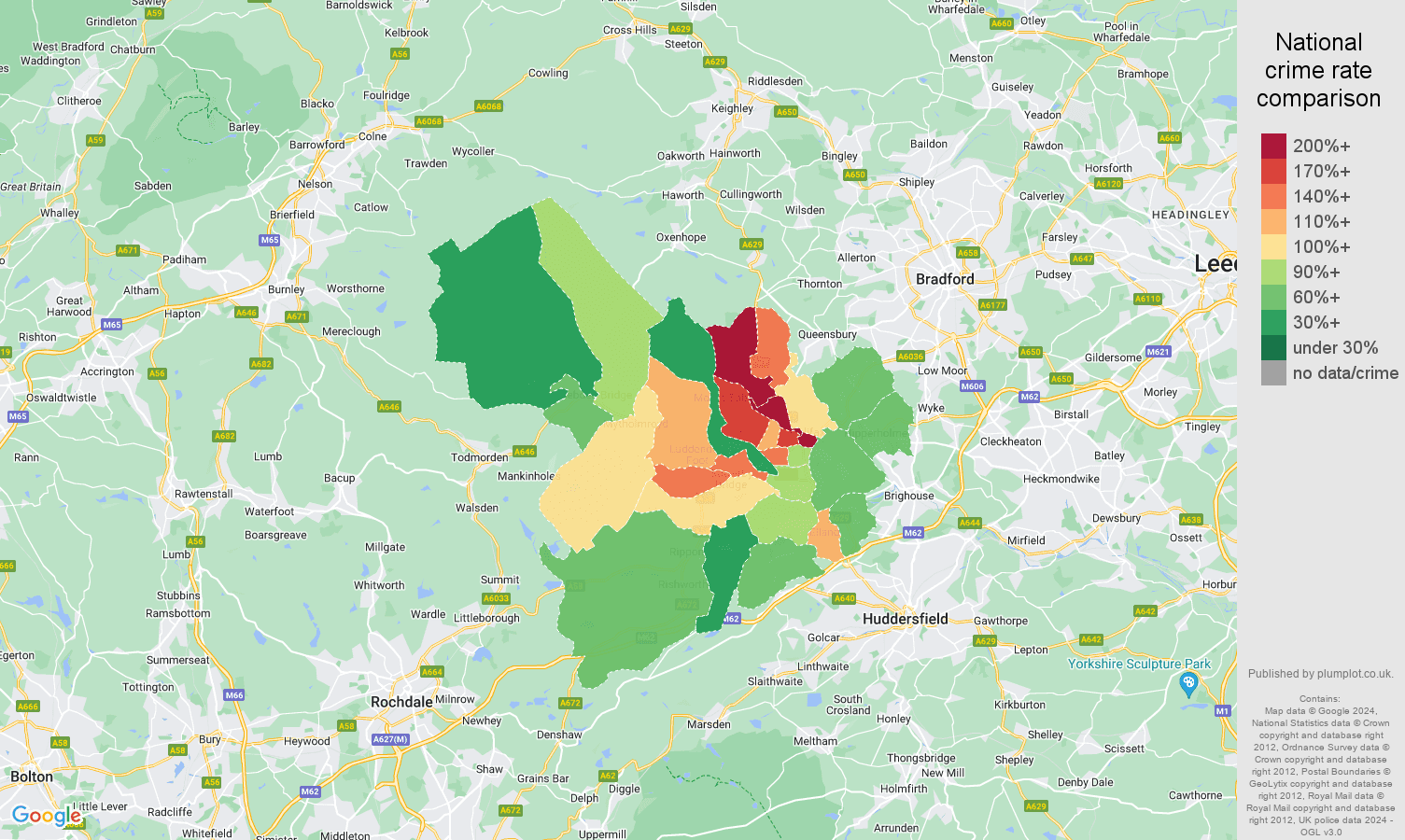 Halifax crime rate comparison map