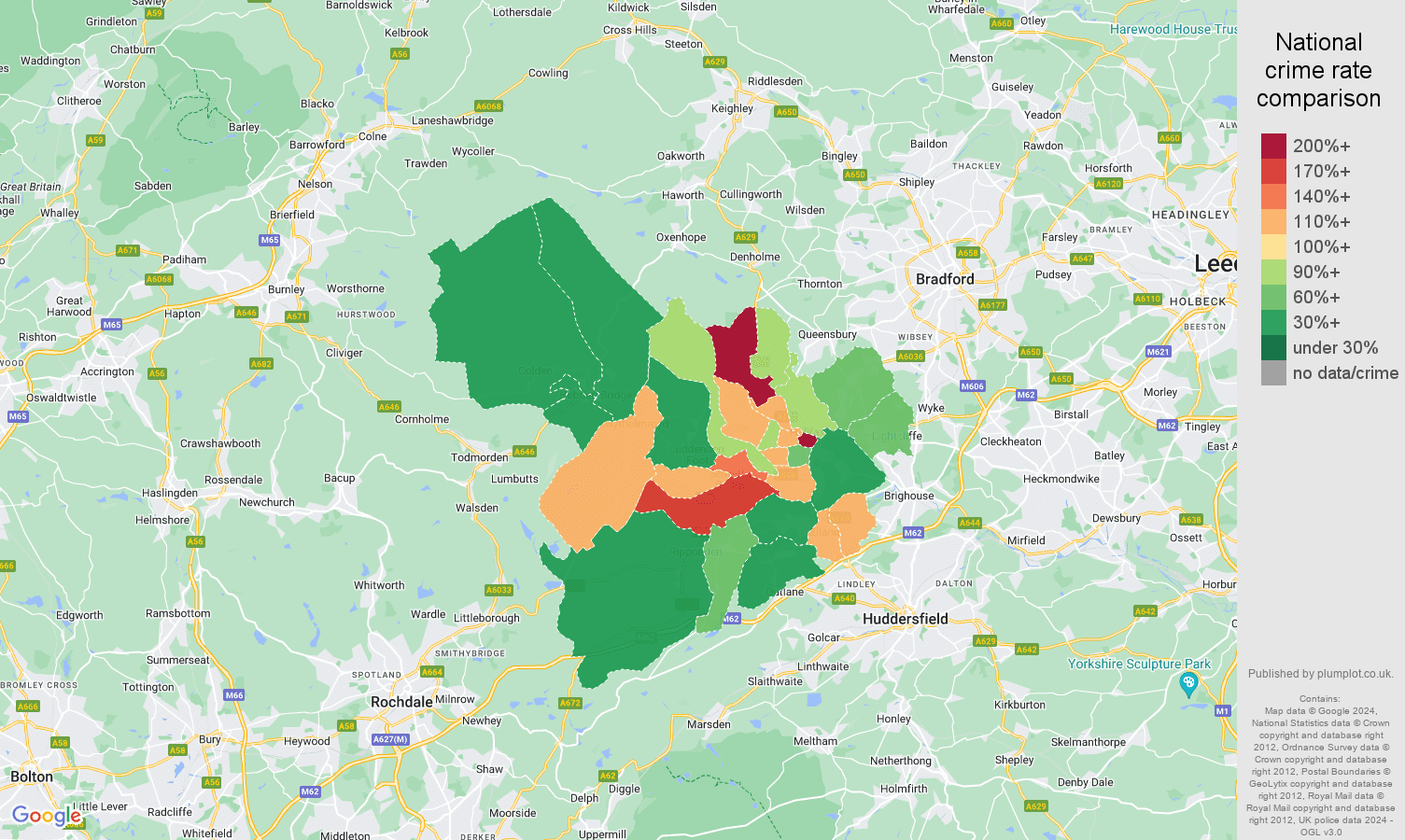 Halifax other theft crime rate comparison map