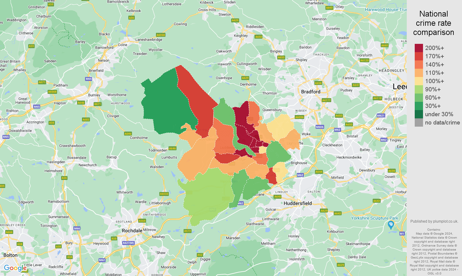 Halifax public order crime rate comparison map
