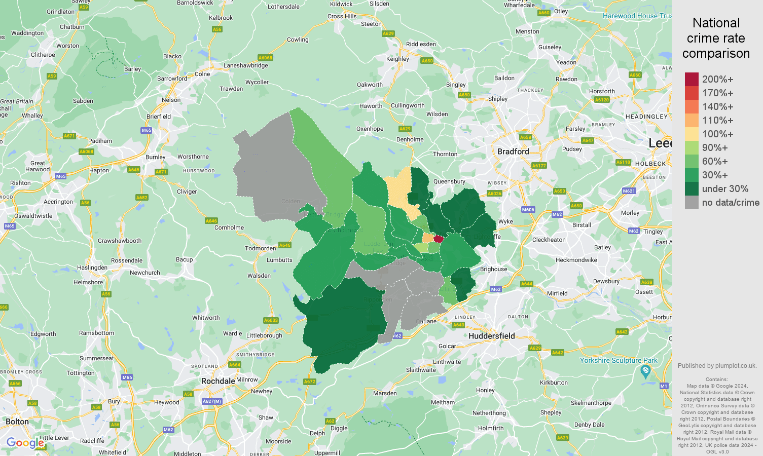 Halifax robbery crime rate comparison map