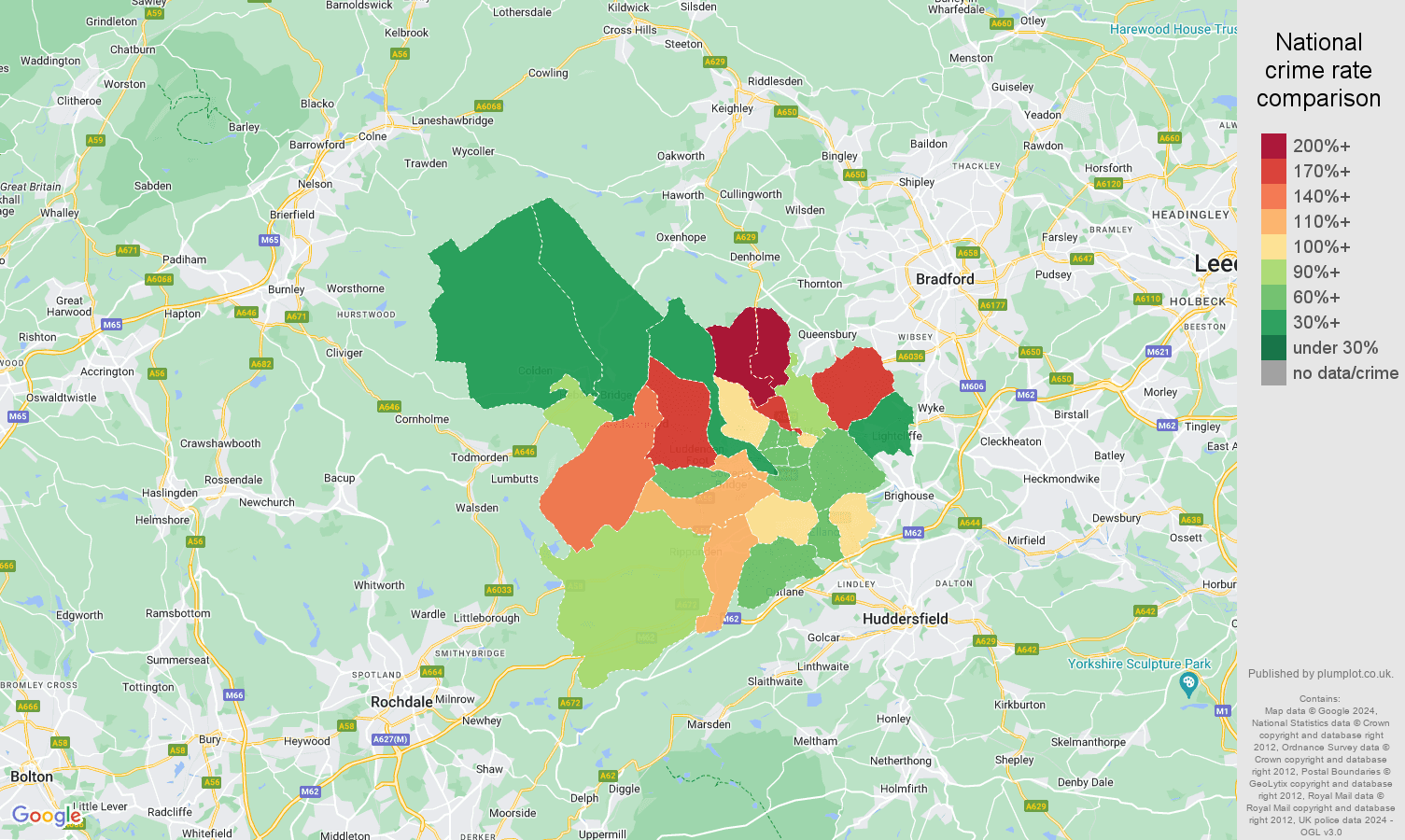 Halifax vehicle crime rate comparison map