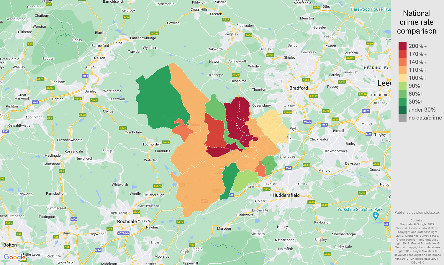 Halifax violent crime rate comparison map