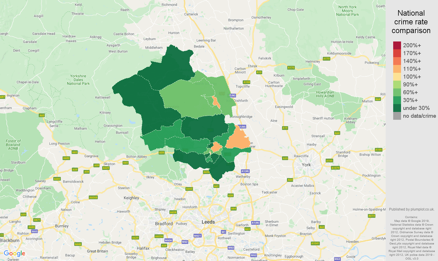 Harrogate other crime rate comparison map