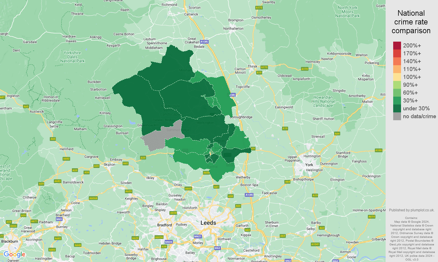 Harrogate public order crime rate comparison map