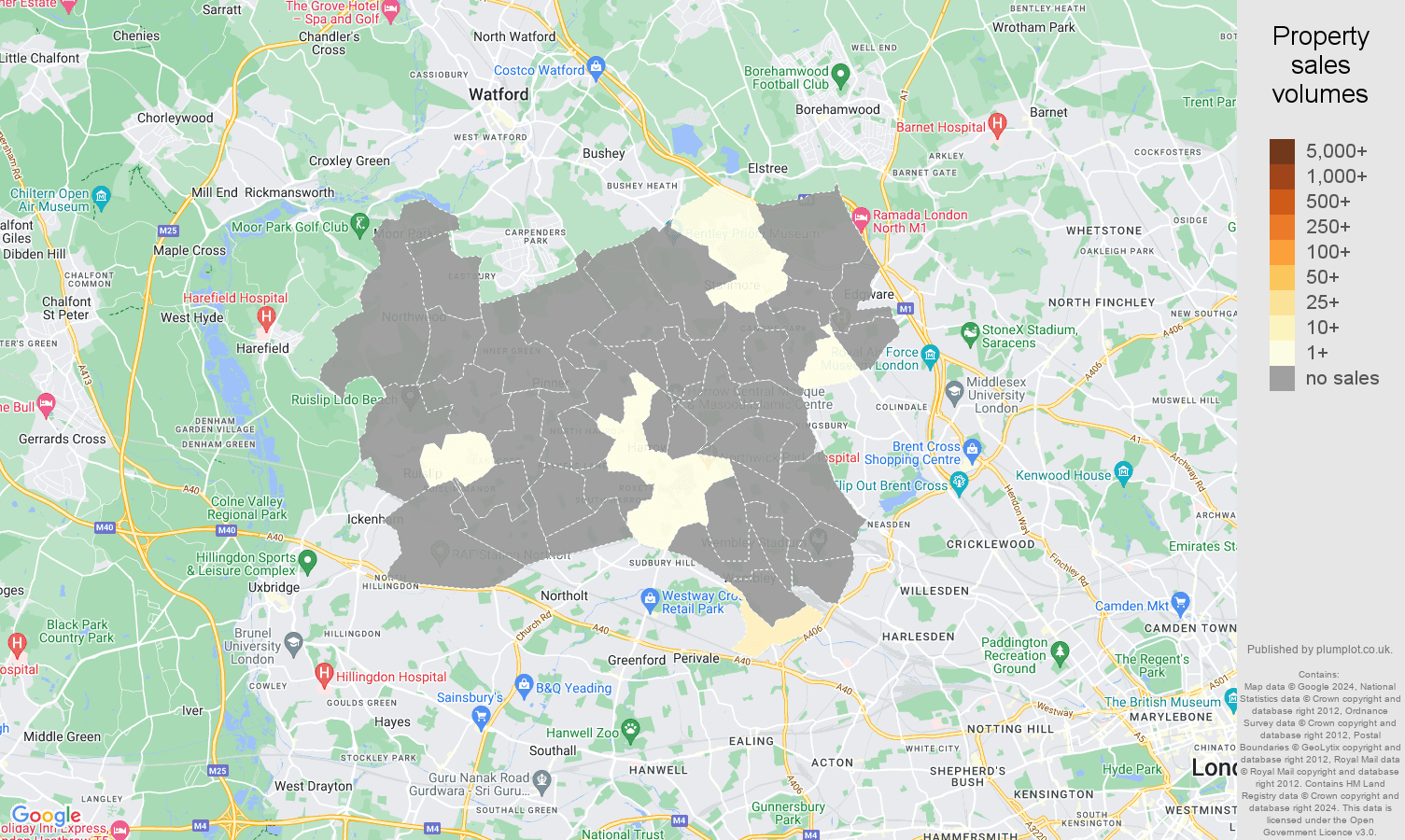 Harrow map of sales of new properties