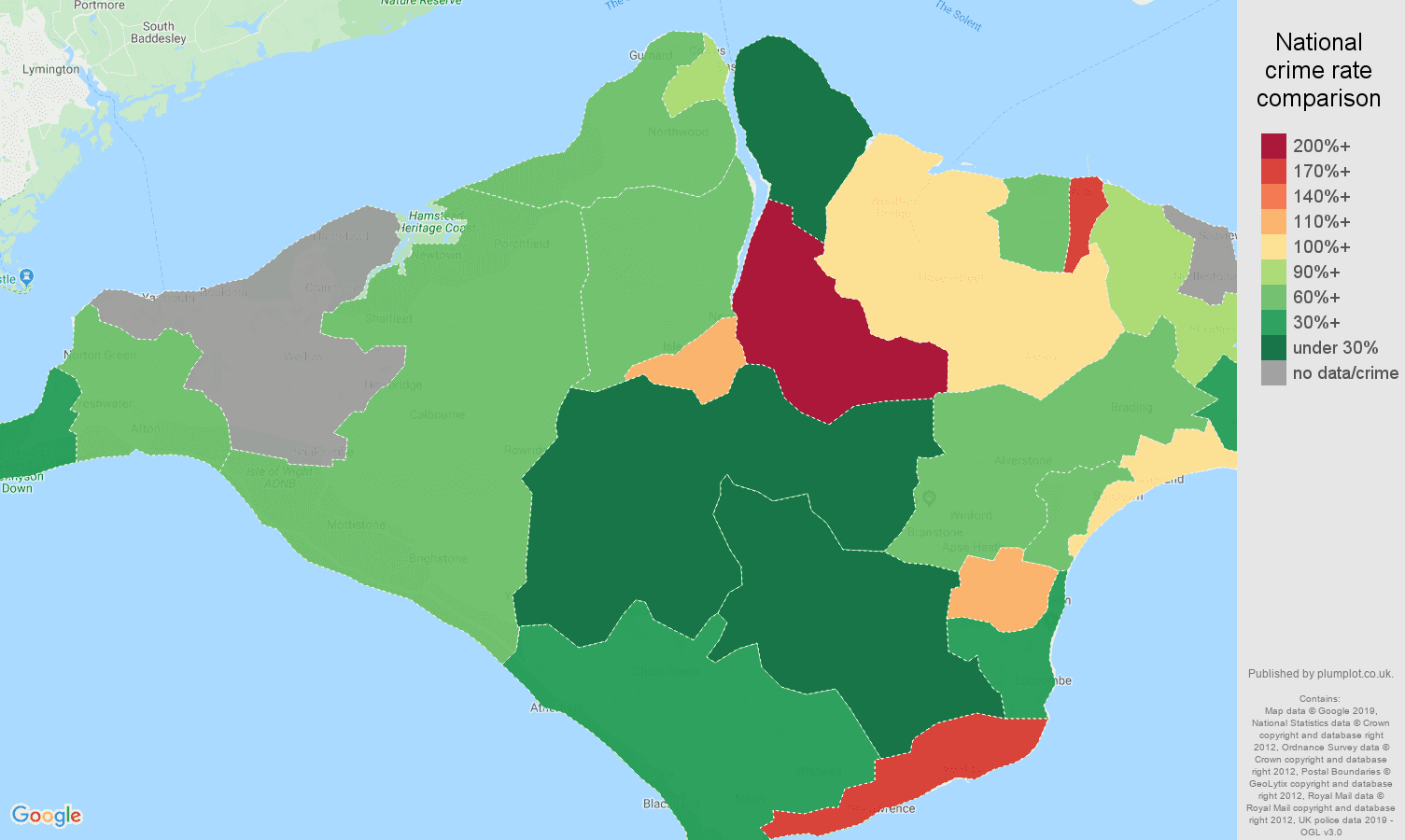 Isle of Wight other crime rate comparison map