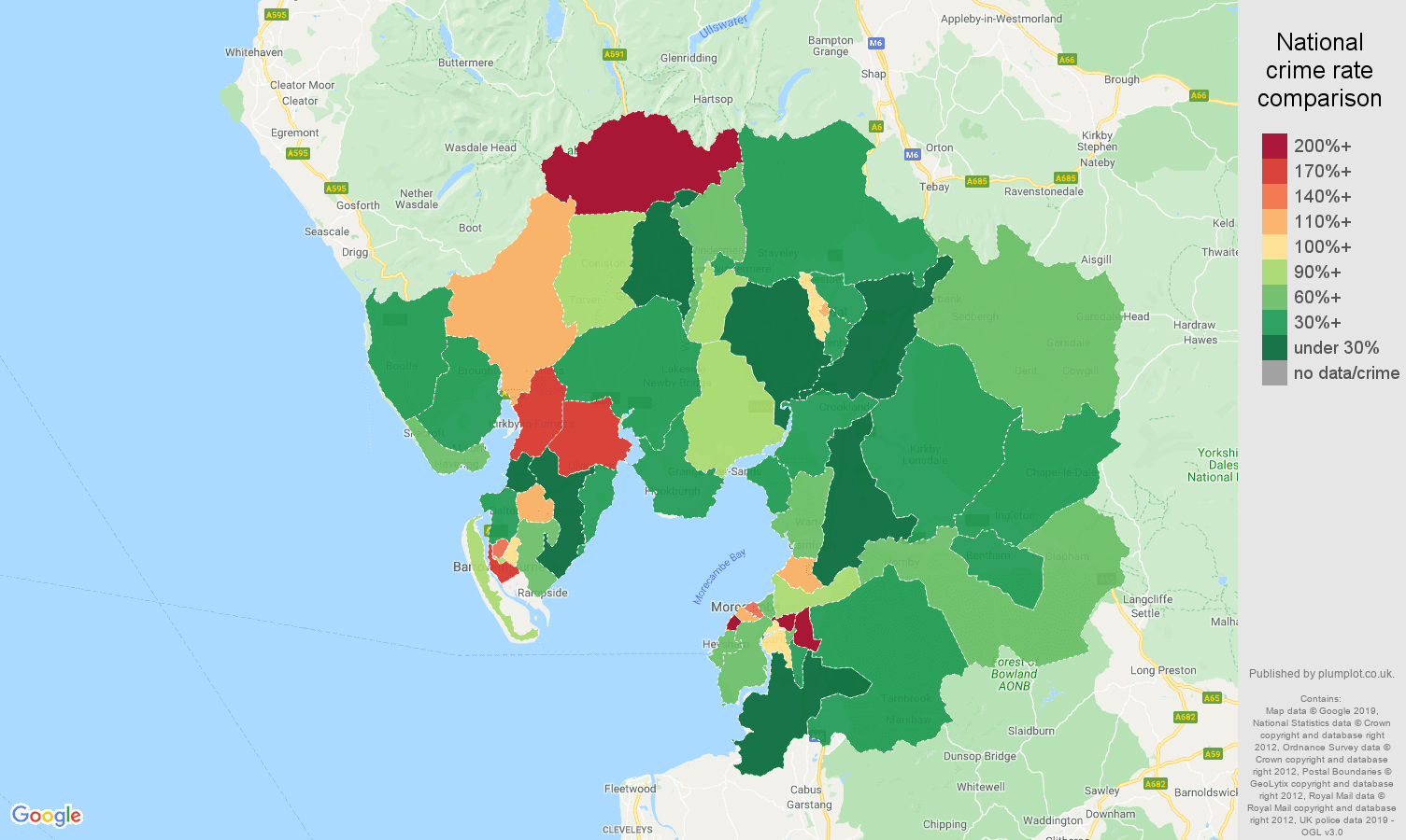 Lancaster other crime rate comparison map