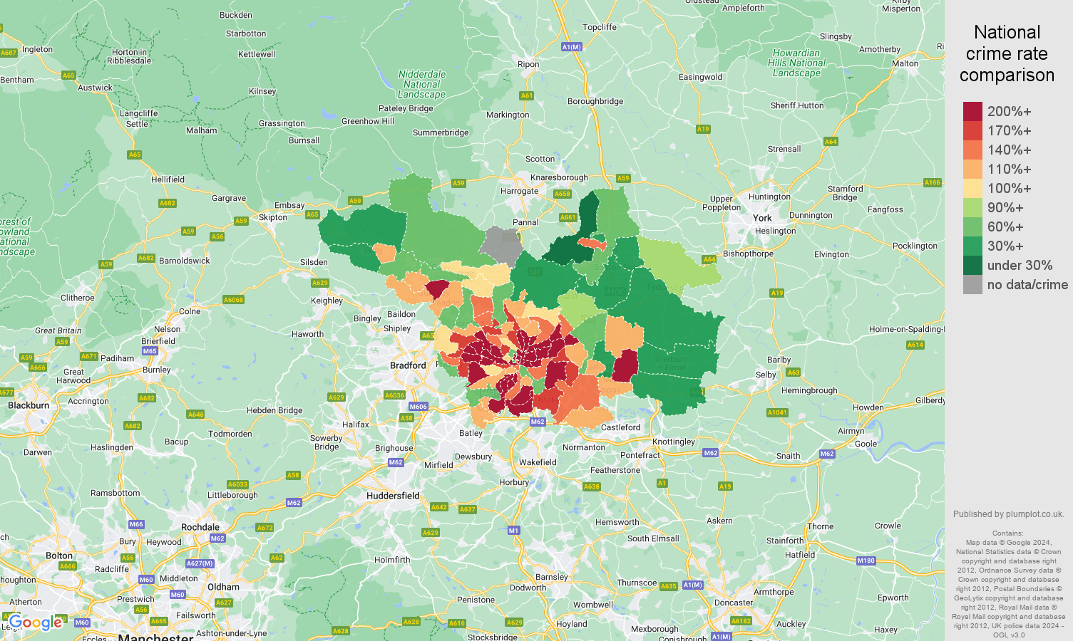 Leeds public order crime rate comparison map