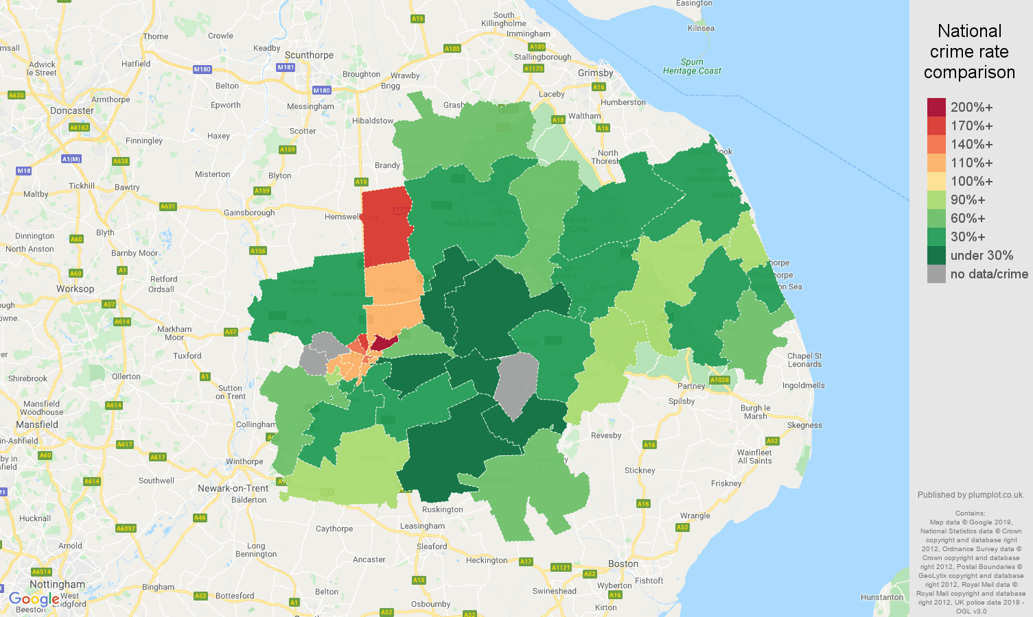 Lincoln other crime rate comparison map
