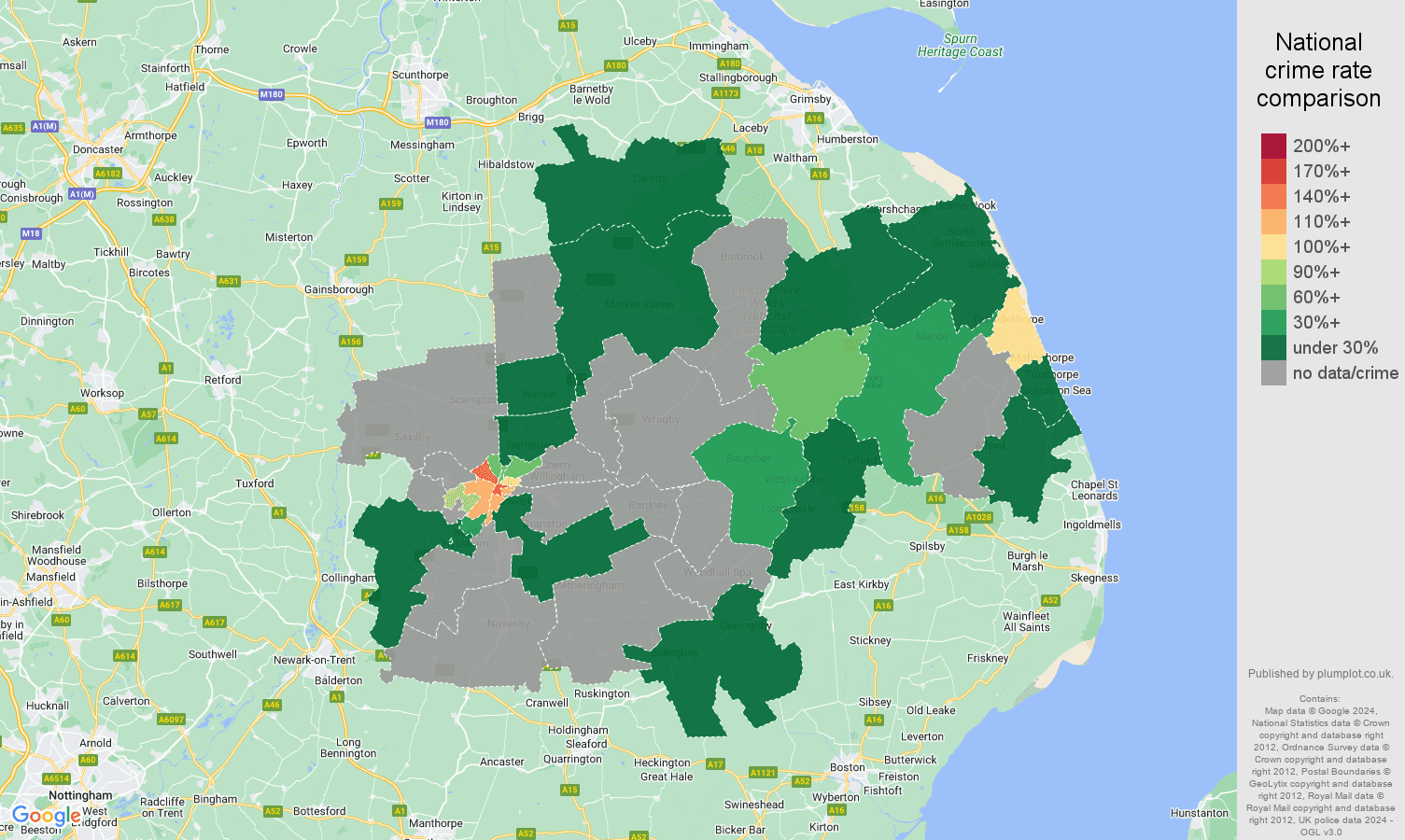 Lincoln robbery crime rate comparison map