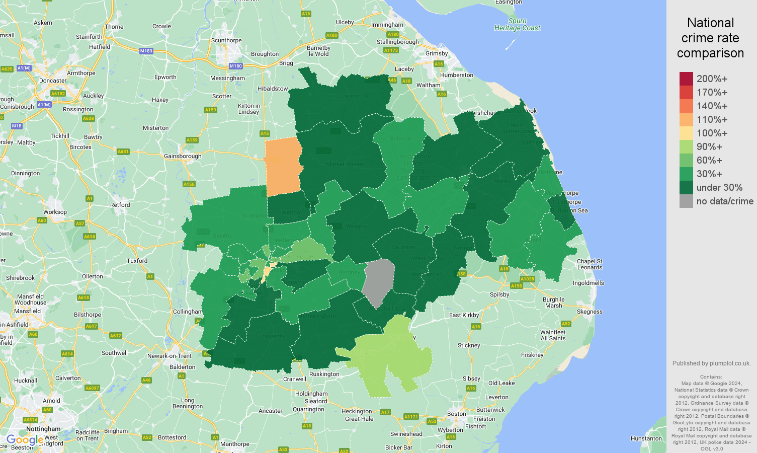 Lincoln vehicle crime rate comparison map