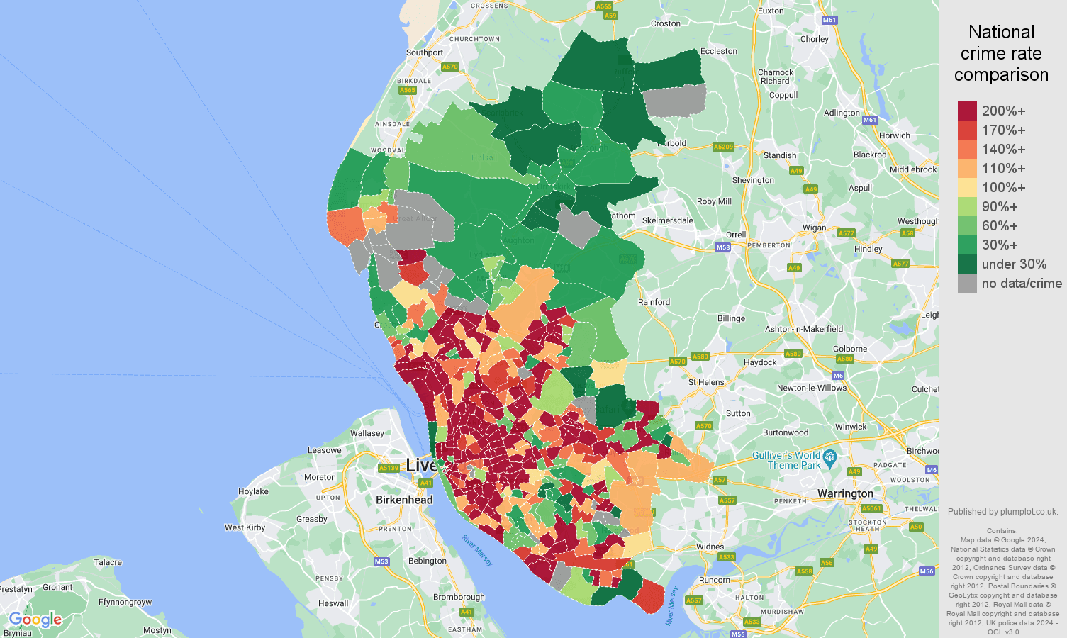 Liverpool public order crime rate comparison map