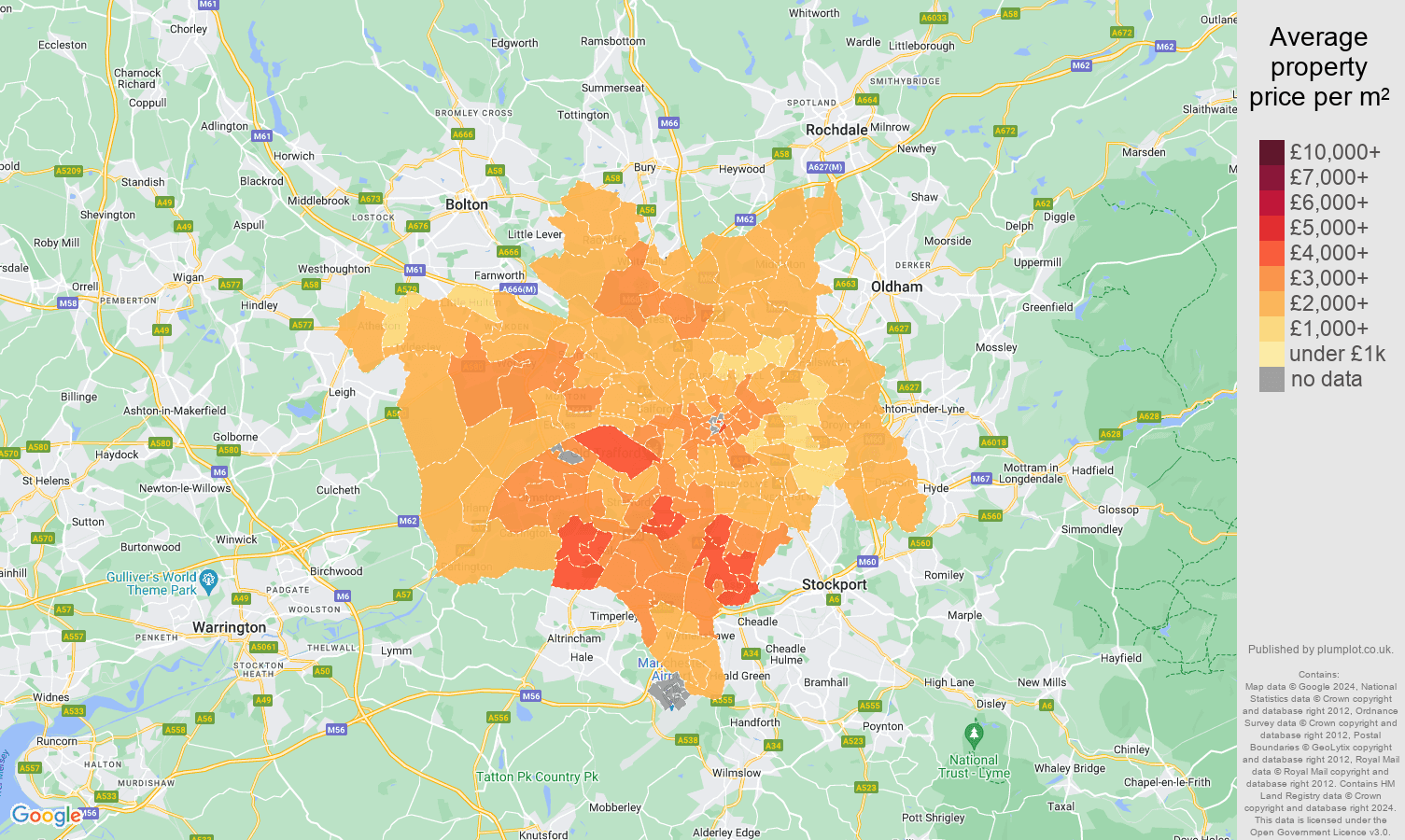 Manchester House Prices Per Square Metre In Maps And Graphs