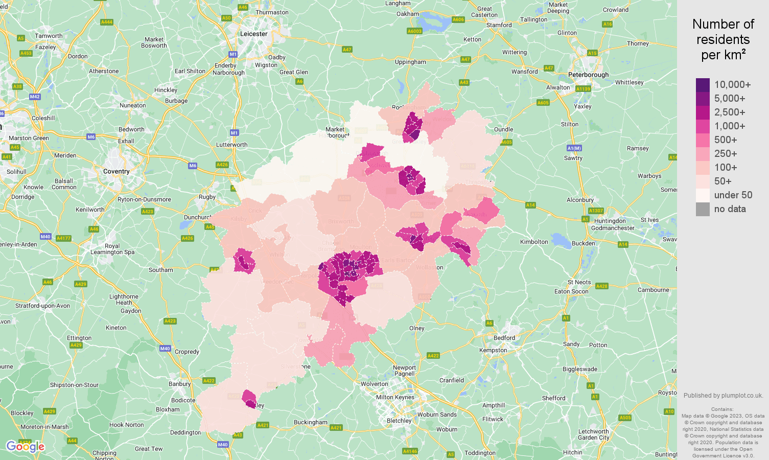 Northampton population stats in maps and graphs.