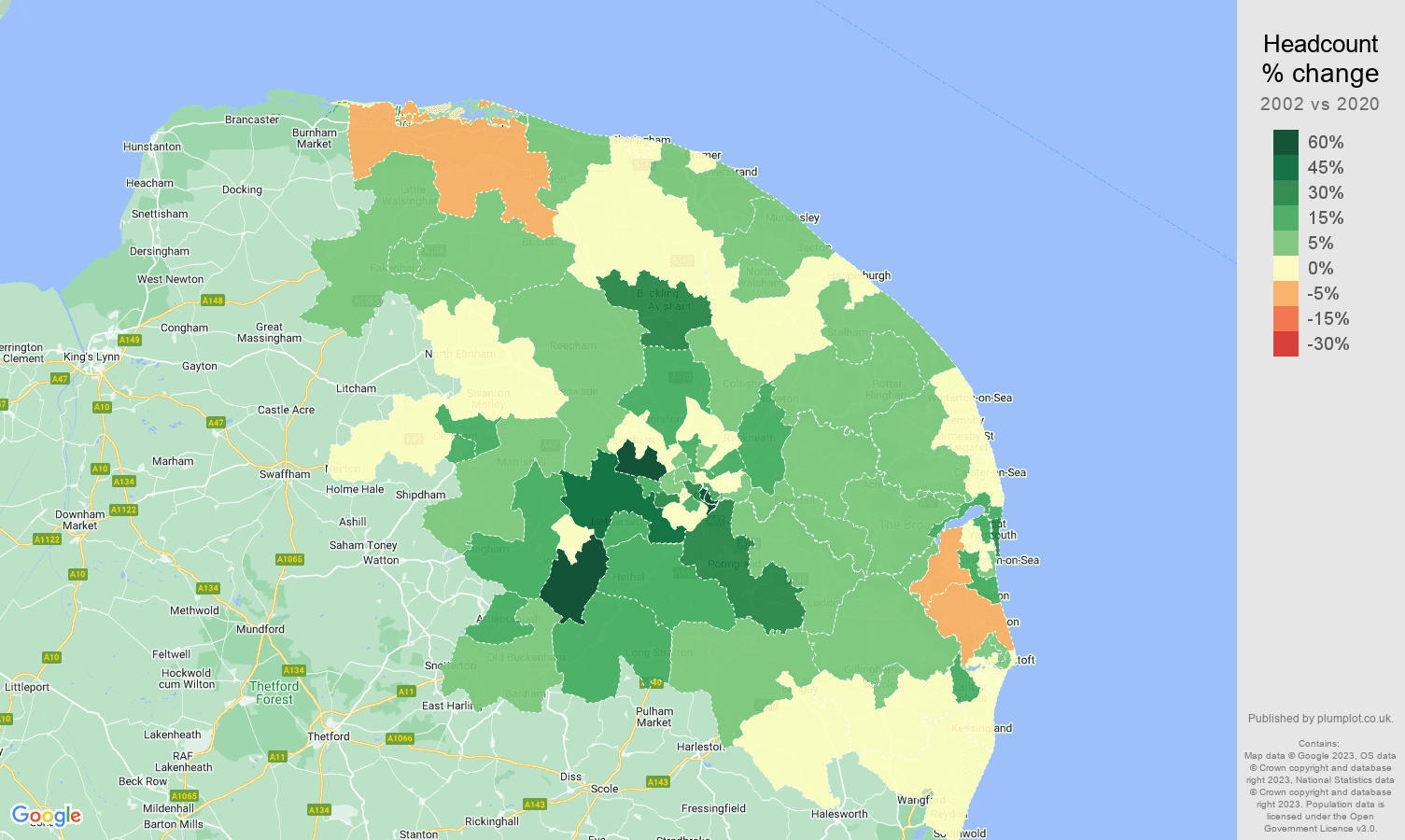 Norwich population growth rates.