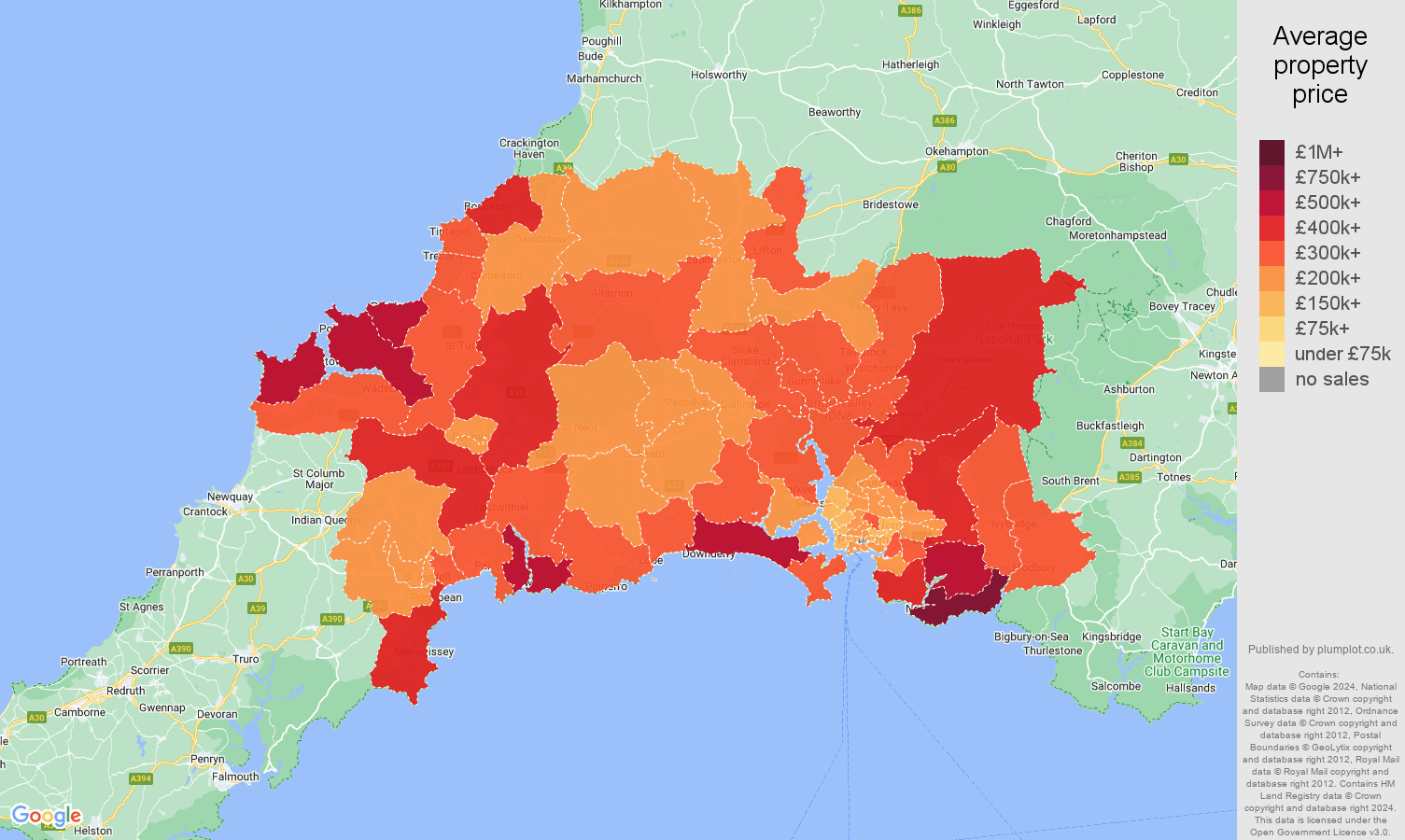 Plymouth house prices map