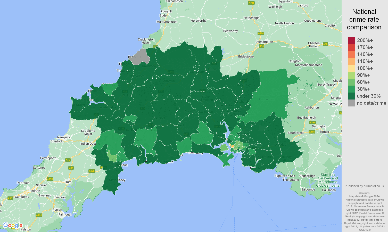 Plymouth vehicle crime rate comparison map