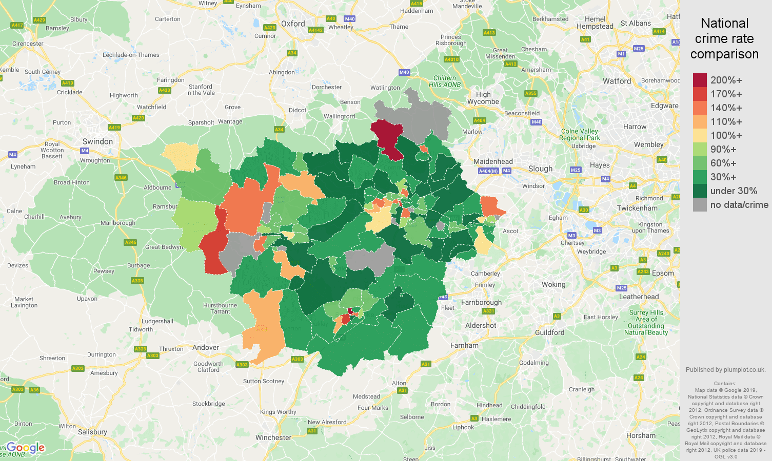 Reading other crime rate comparison map