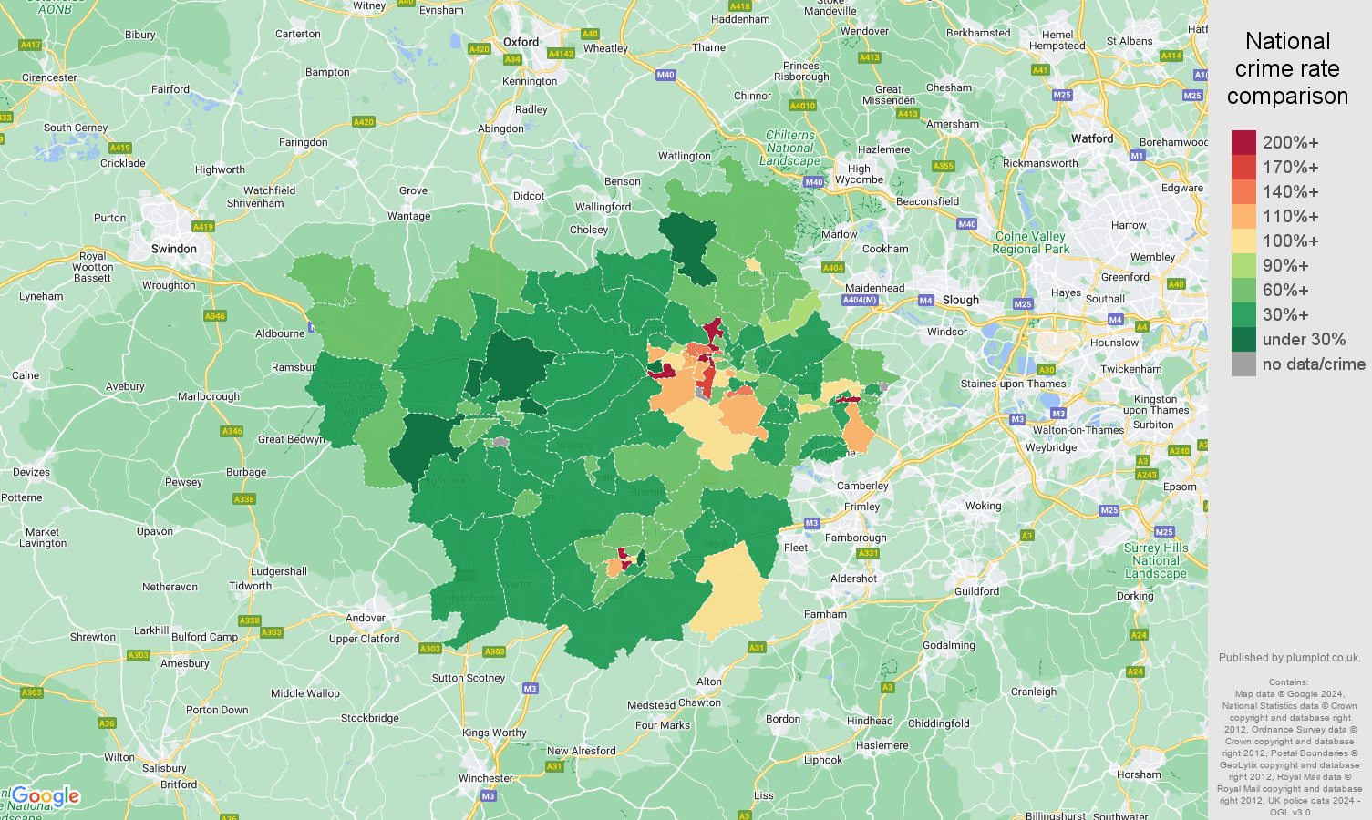 Reading other theft crime rate comparison map