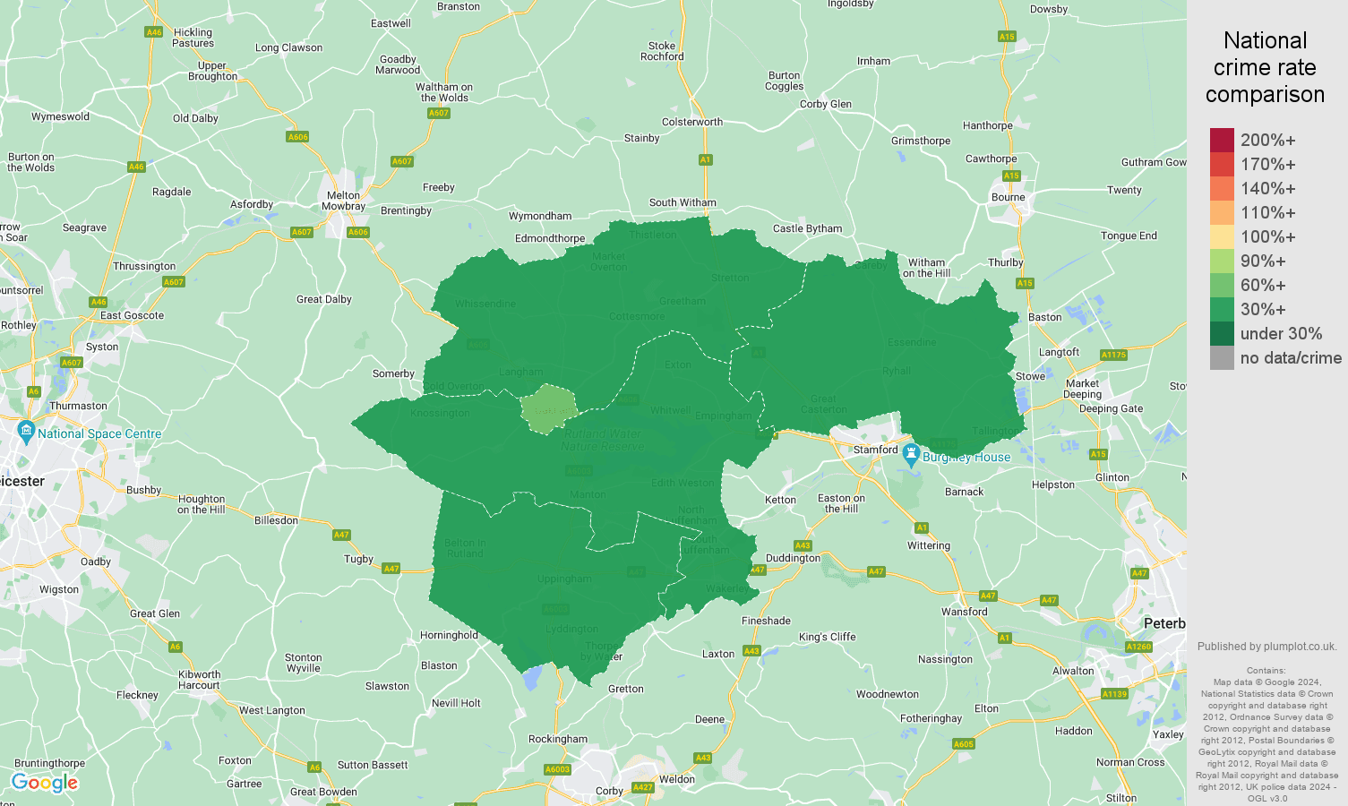 Rutland crime rate comparison map