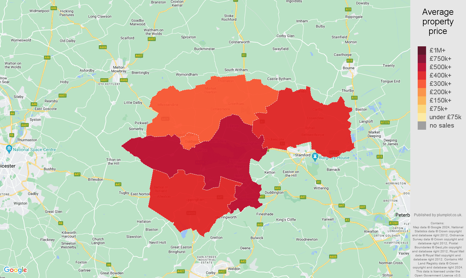 Rutland house prices map