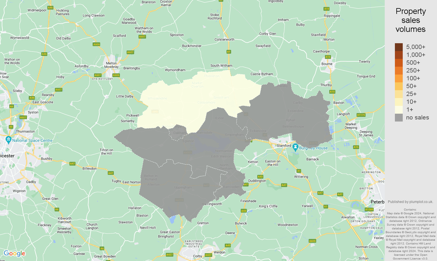 Rutland map of sales of new properties