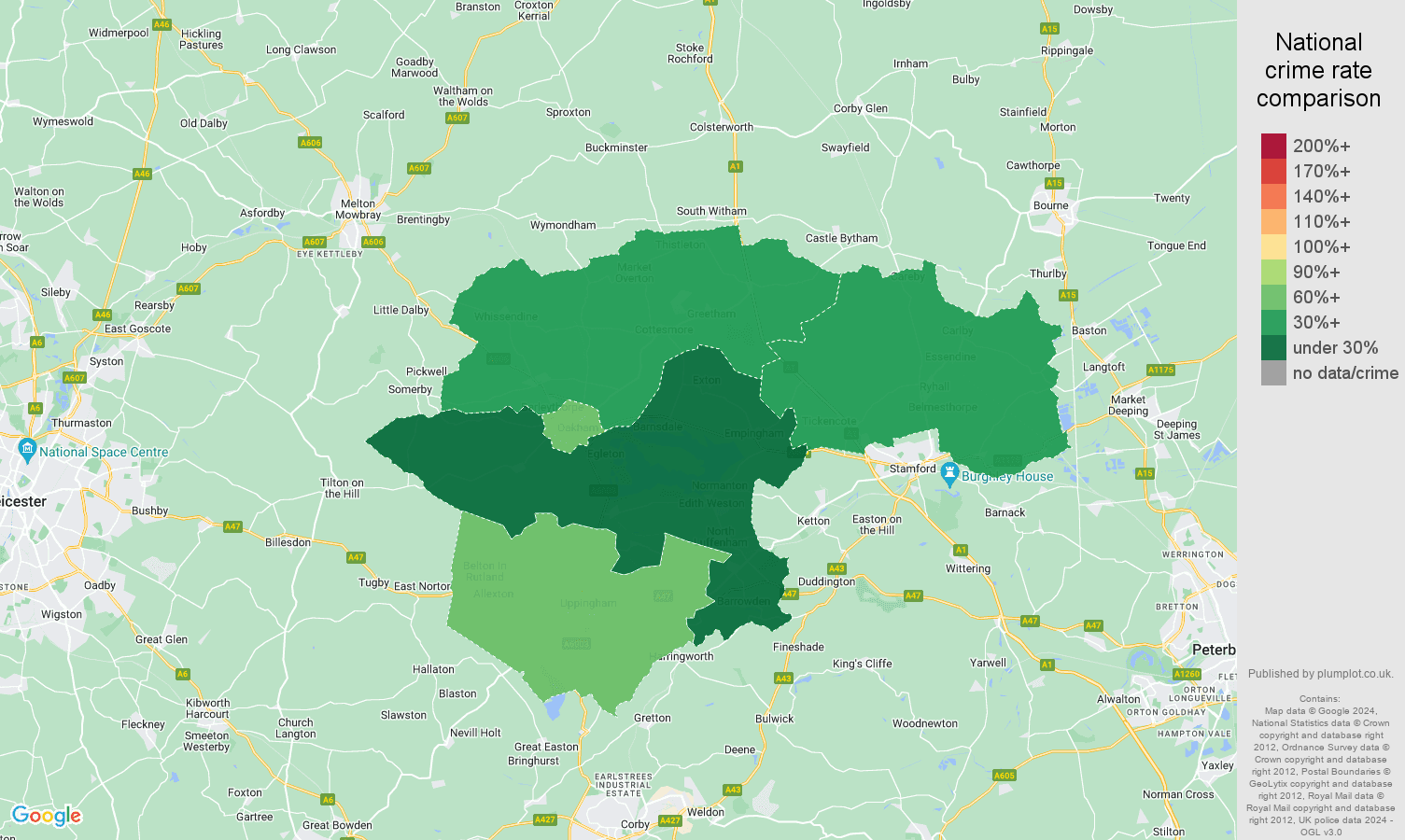 Rutland public order crime rate comparison map