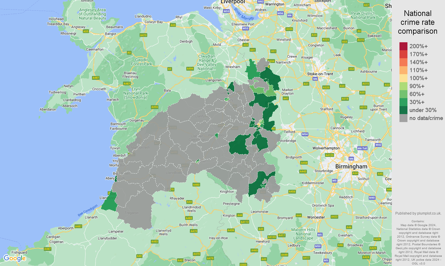 Shrewsbury robbery crime rate comparison map