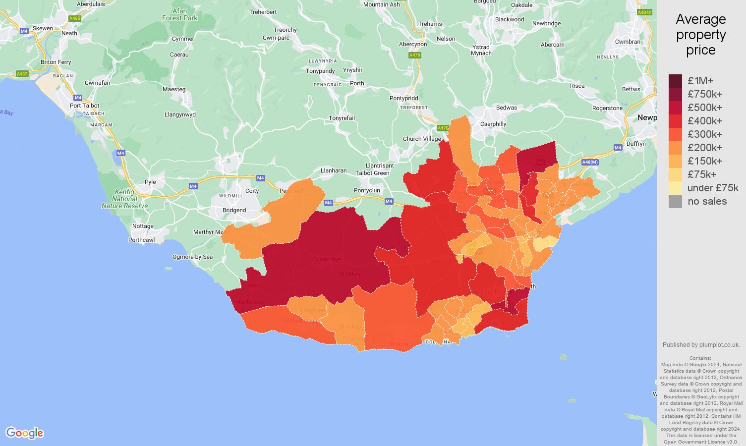 South Glamorgan house prices map