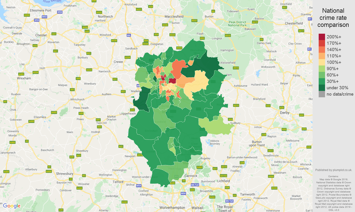 Stoke on Trent other crime rate comparison map